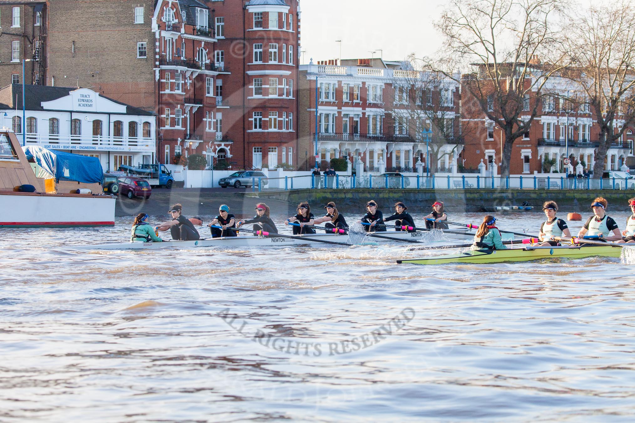 The Boat Race season 2014 - Women's Trial VIIIs(CUWBC, Cambridge): Nudge Nudge vs Wink Wink..
River Thames between Putney Bridge and Mortlake,
London SW15,

United Kingdom,
on 19 December 2013 at 14:02, image #312