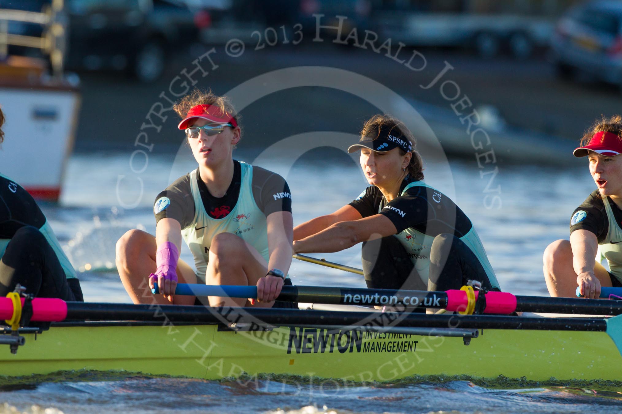 The Boat Race season 2014 - Women's Trial VIIIs(CUWBC, Cambridge): Nudge Nudge:  6 Kate Ashley, 5 Valentina Futoryanova, 4 Catherine Foot..
River Thames between Putney Bridge and Mortlake,
London SW15,

United Kingdom,
on 19 December 2013 at 14:03, image #318