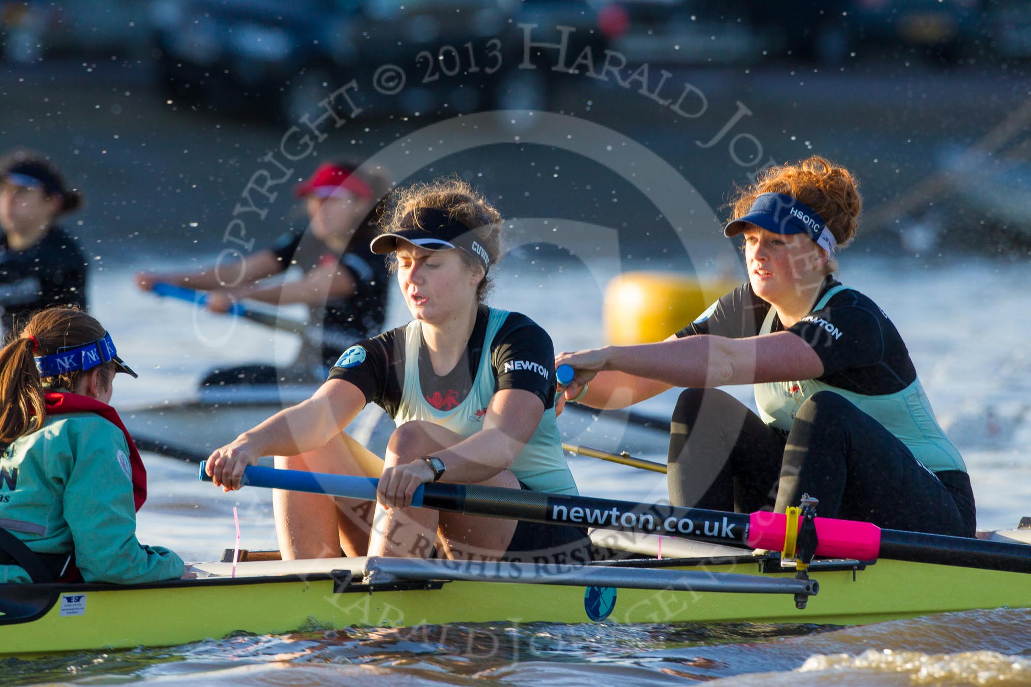 The Boat Race season 2014 - Women's Trial VIIIs(CUWBC, Cambridge): Nudge Nudge: Cox Esther Momcilovic, Stroke Holly Game, 7 Izzy Vyvyan..
River Thames between Putney Bridge and Mortlake,
London SW15,

United Kingdom,
on 19 December 2013 at 14:03, image #320