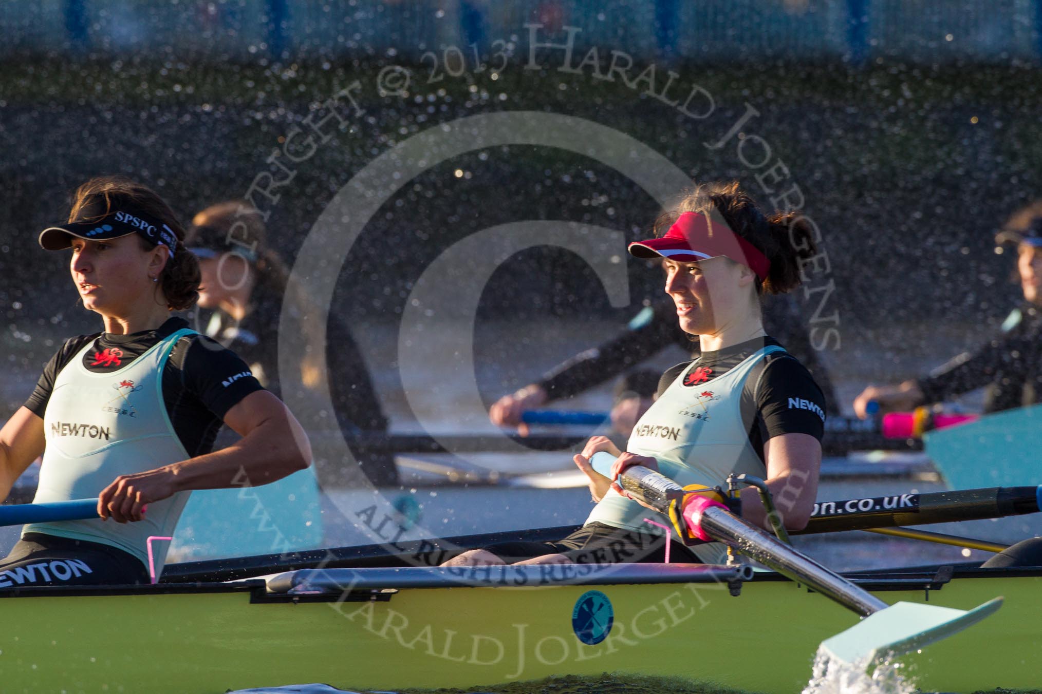 The Boat Race season 2014 - Women's Trial VIIIs(CUWBC, Cambridge): Nudge Nudge: 5 Valentina Futoryanova, 4 Catherine Foot..
River Thames between Putney Bridge and Mortlake,
London SW15,

United Kingdom,
on 19 December 2013 at 14:04, image #333