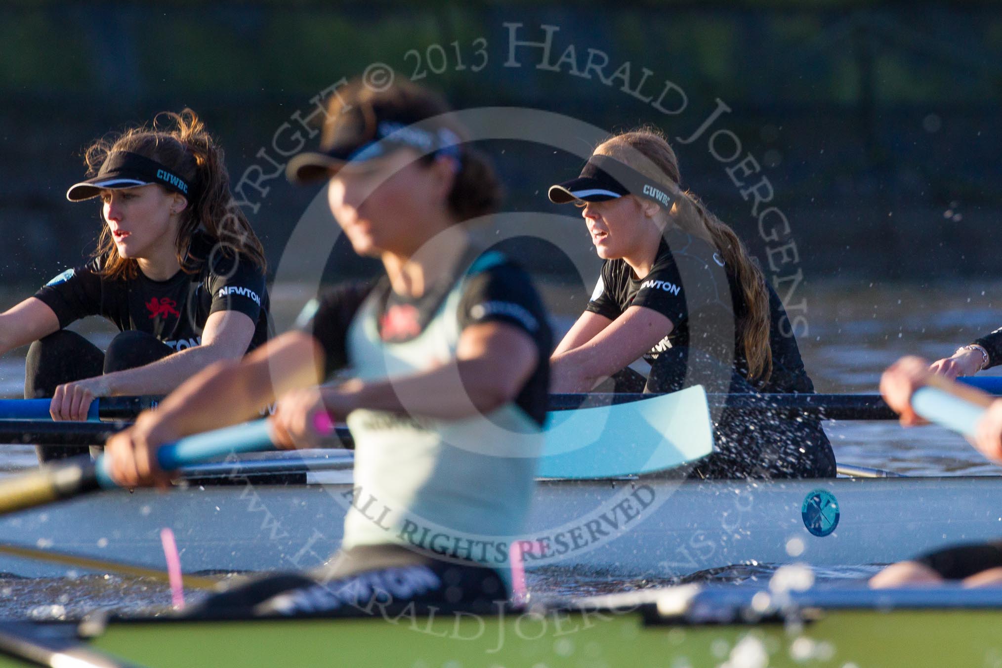 The Boat Race season 2014 - Women's Trial VIIIs(CUWBC, Cambridge): Wink Wink: 5 Caroline Reid, 4 Sara Lackner..
River Thames between Putney Bridge and Mortlake,
London SW15,

United Kingdom,
on 19 December 2013 at 14:04, image #336