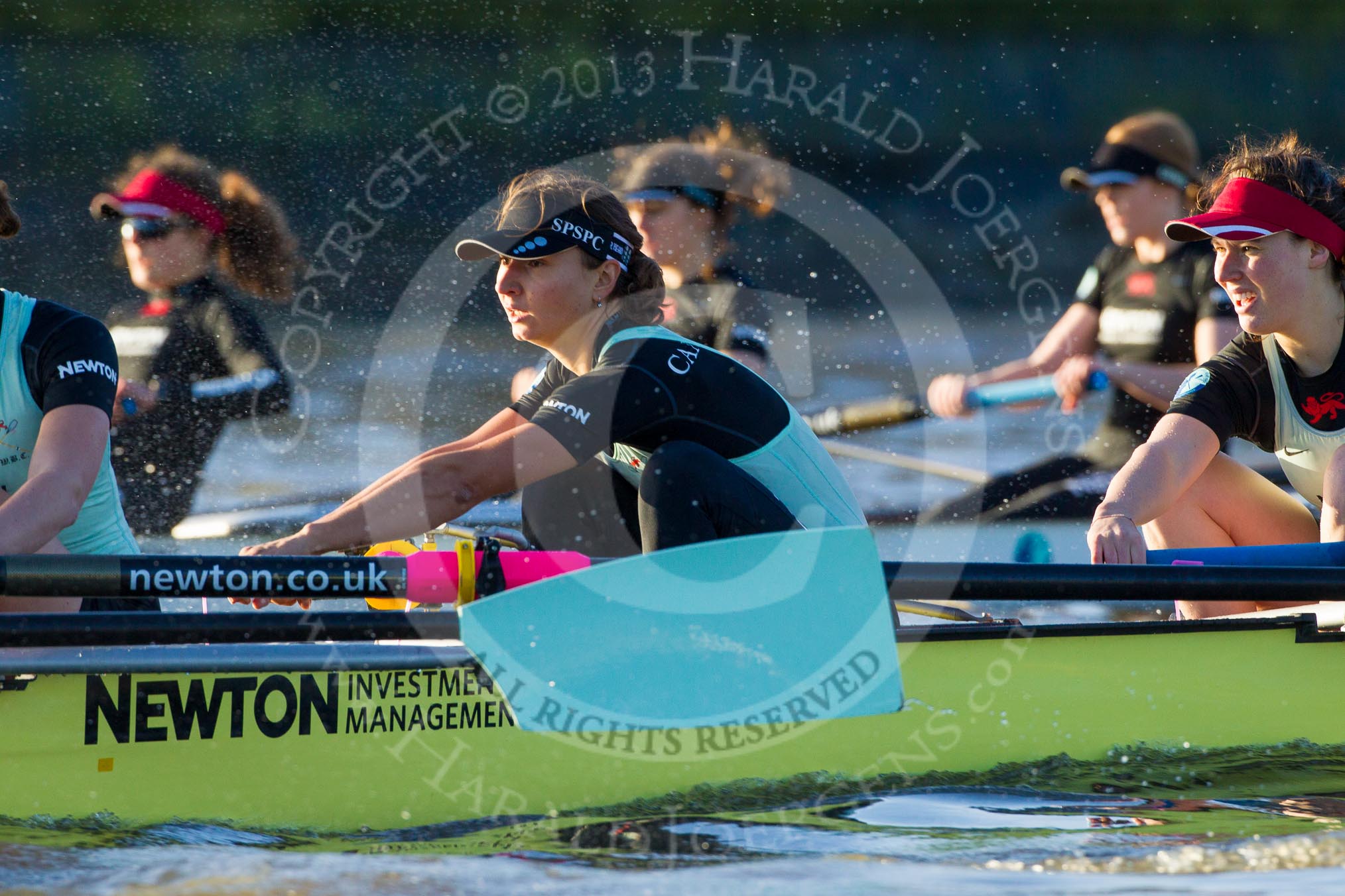 The Boat Race season 2014 - Women's Trial VIIIs(CUWBC, Cambridge): Nudge Nudge: 5 Valentina Futoryanova, 4 Catherine Foot..
River Thames between Putney Bridge and Mortlake,
London SW15,

United Kingdom,
on 19 December 2013 at 14:04, image #337