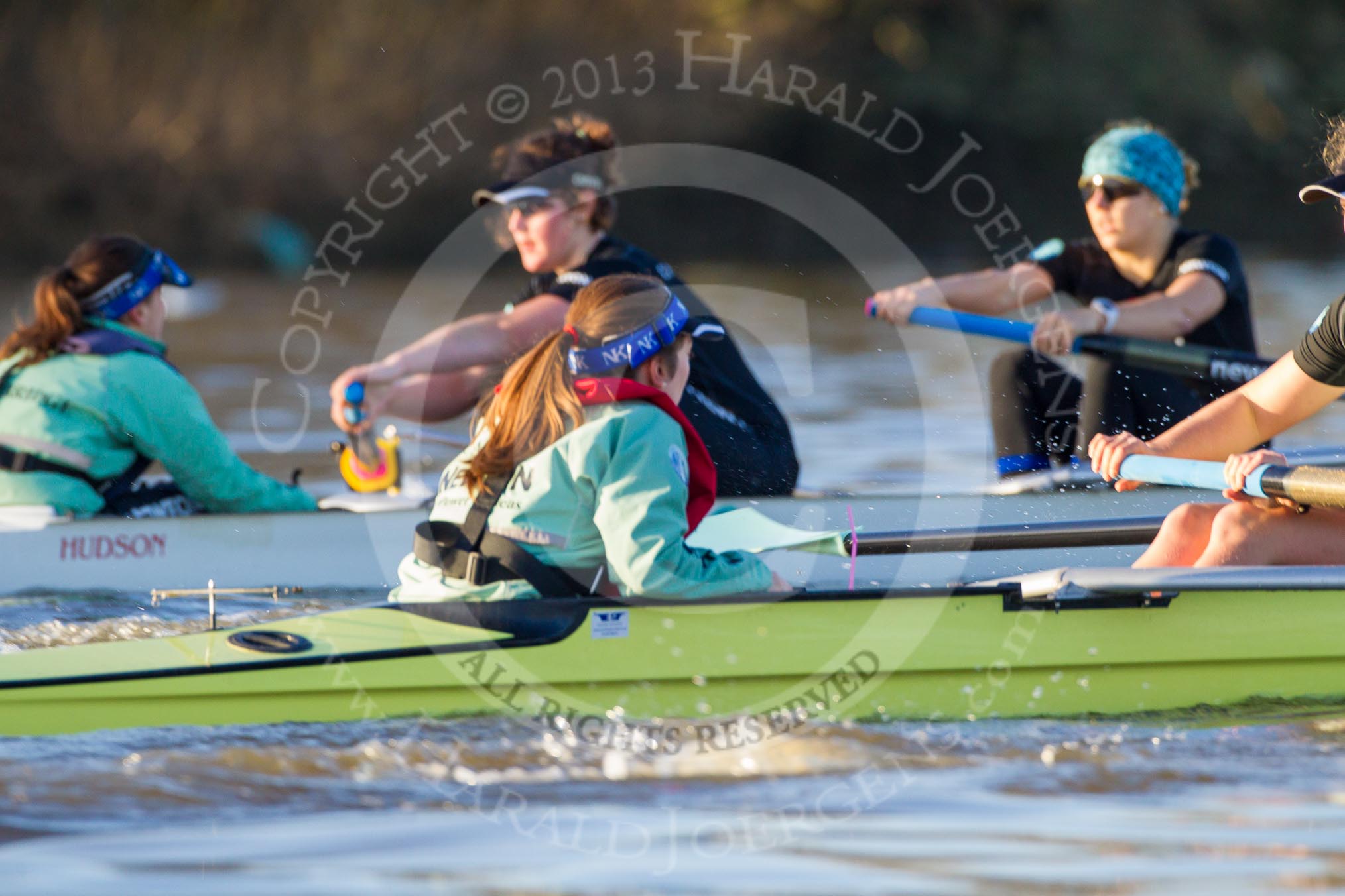 The Boat Race season 2014 - Women's Trial VIIIs(CUWBC, Cambridge): Nudge Nudge: Cox Esther Momcilovic..
River Thames between Putney Bridge and Mortlake,
London SW15,

United Kingdom,
on 19 December 2013 at 14:06, image #374