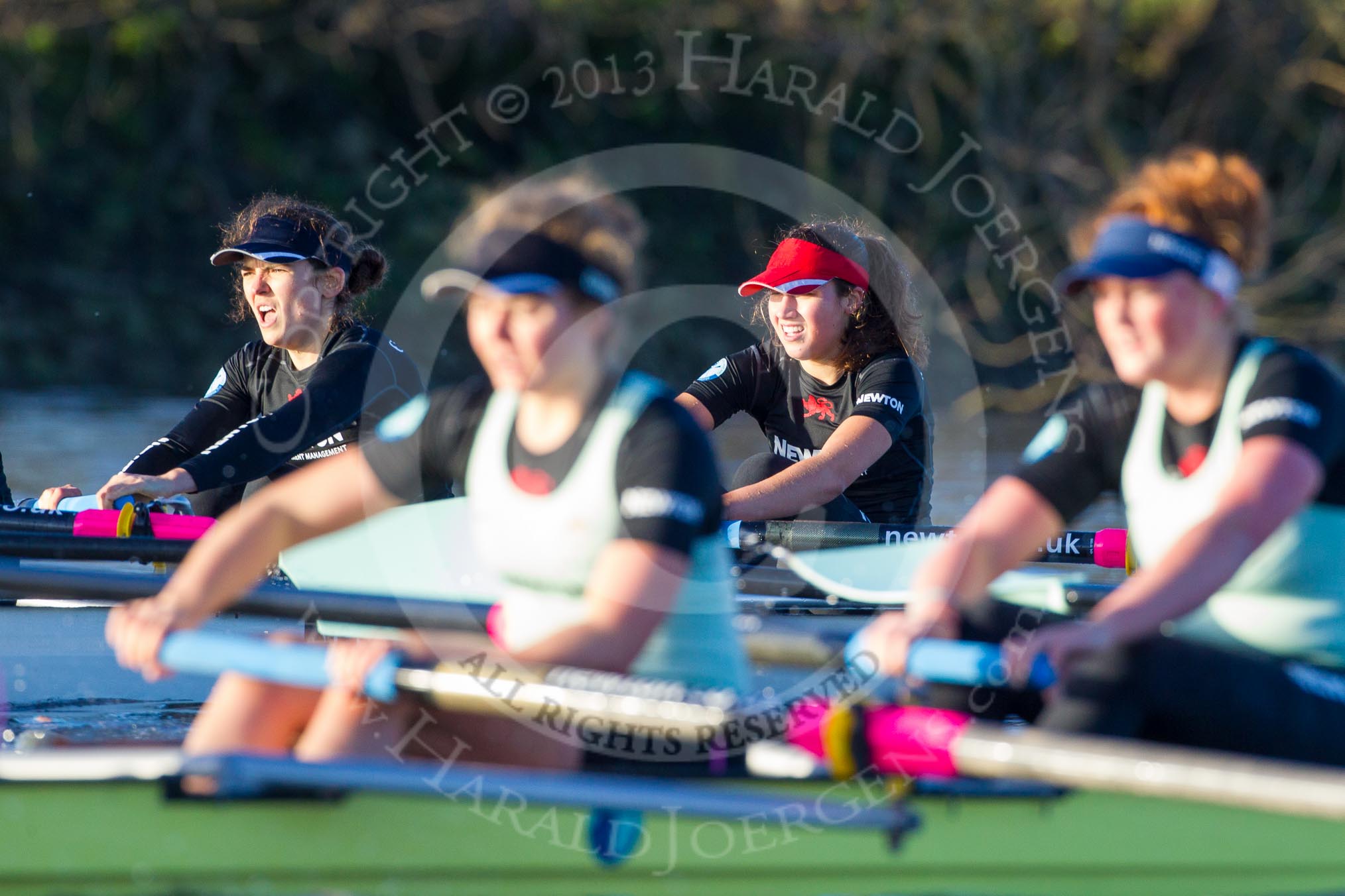 The Boat Race season 2014 - Women's Trial VIIIs(CUWBC, Cambridge): Wink Wink: 2 Sarah Crowther, Bow Ella Barnard..
River Thames between Putney Bridge and Mortlake,
London SW15,

United Kingdom,
on 19 December 2013 at 14:07, image #381