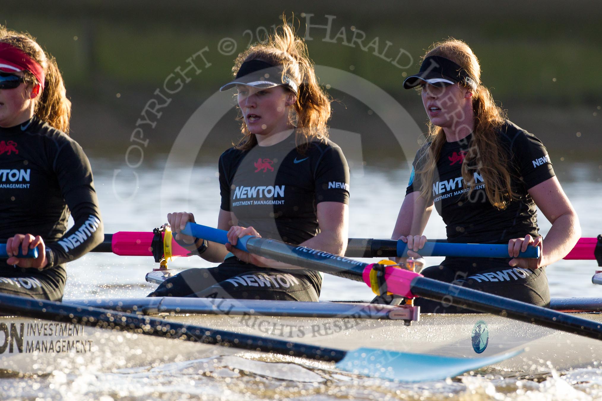 The Boat Race season 2014 - Women's Trial VIIIs(CUWBC, Cambridge): Wink Wink: 5 Caroline Reid, 4 Sara Lackner..
River Thames between Putney Bridge and Mortlake,
London SW15,

United Kingdom,
on 19 December 2013 at 14:19, image #482