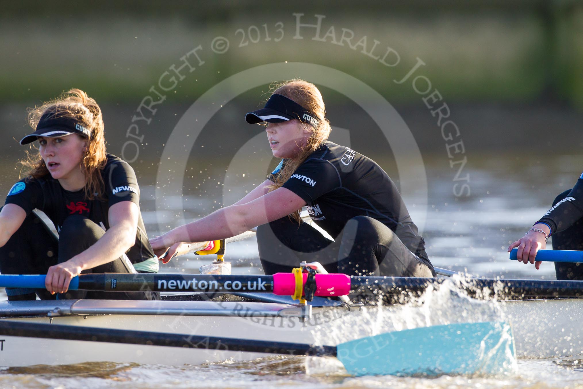 The Boat Race season 2014 - Women's Trial VIIIs(CUWBC, Cambridge): Wink Wink: 5 Caroline Reid, 4 Sara Lackner..
River Thames between Putney Bridge and Mortlake,
London SW15,

United Kingdom,
on 19 December 2013 at 14:19, image #488