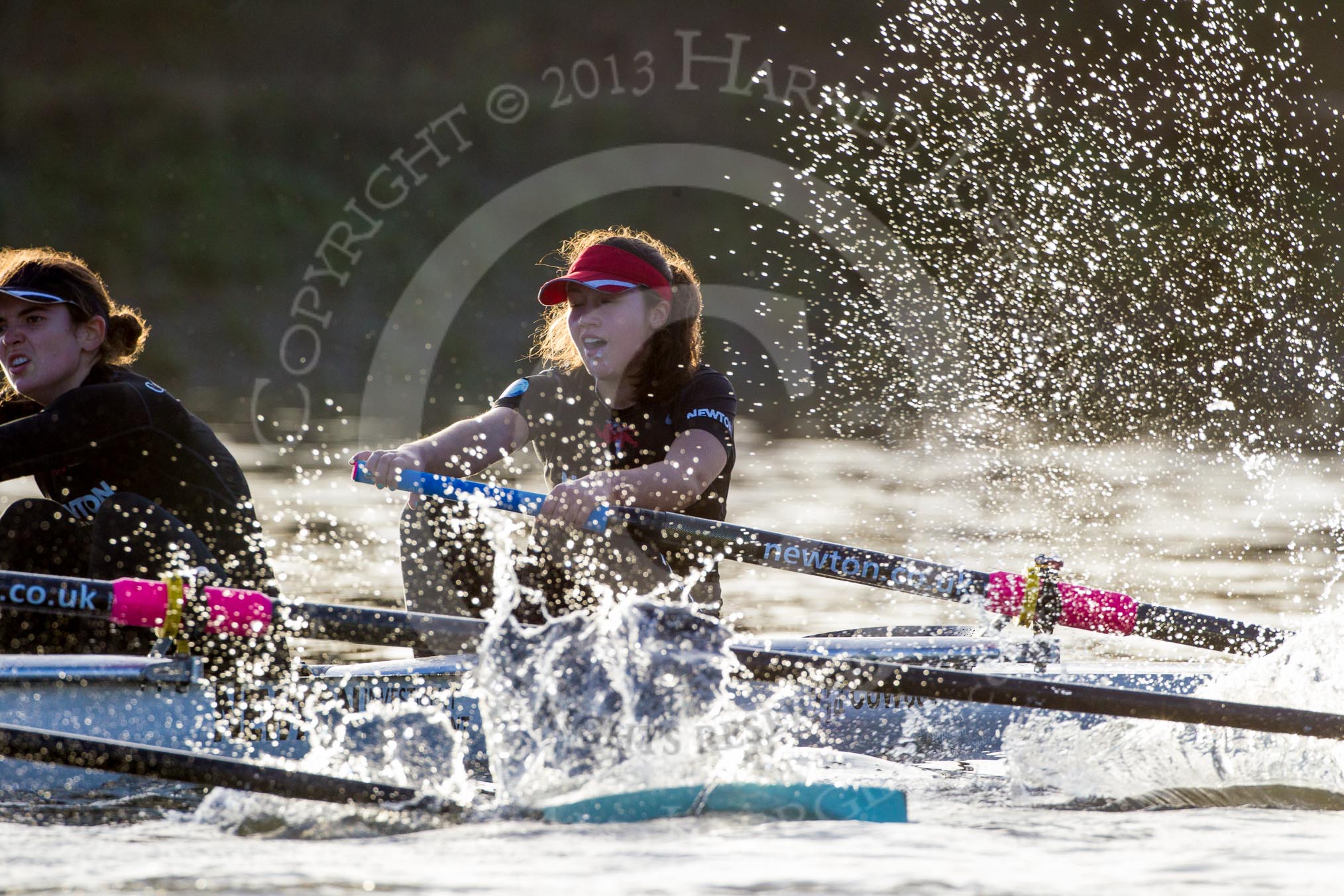 The Boat Race season 2014 - Women's Trial VIIIs(CUWBC, Cambridge): Wink Wink: Bow Ella Barnard..
River Thames between Putney Bridge and Mortlake,
London SW15,

United Kingdom,
on 19 December 2013 at 14:20, image #501