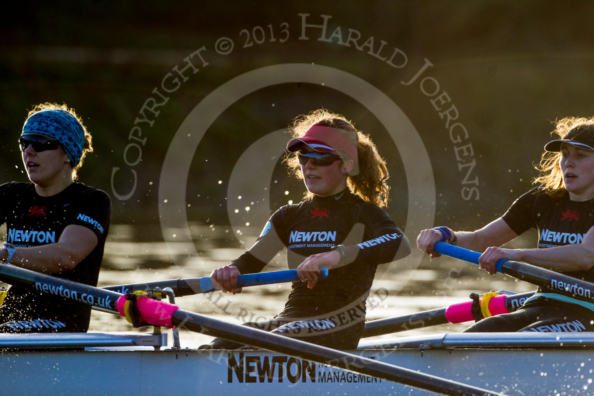 The Boat Race season 2014 - Women's Trial VIIIs(CUWBC, Cambridge): Wink Wink: 7 Jilly Tovey, 6 Fiona Macklin, 5 Caroline Reid..
River Thames between Putney Bridge and Mortlake,
London SW15,

United Kingdom,
on 19 December 2013 at 14:21, image #504