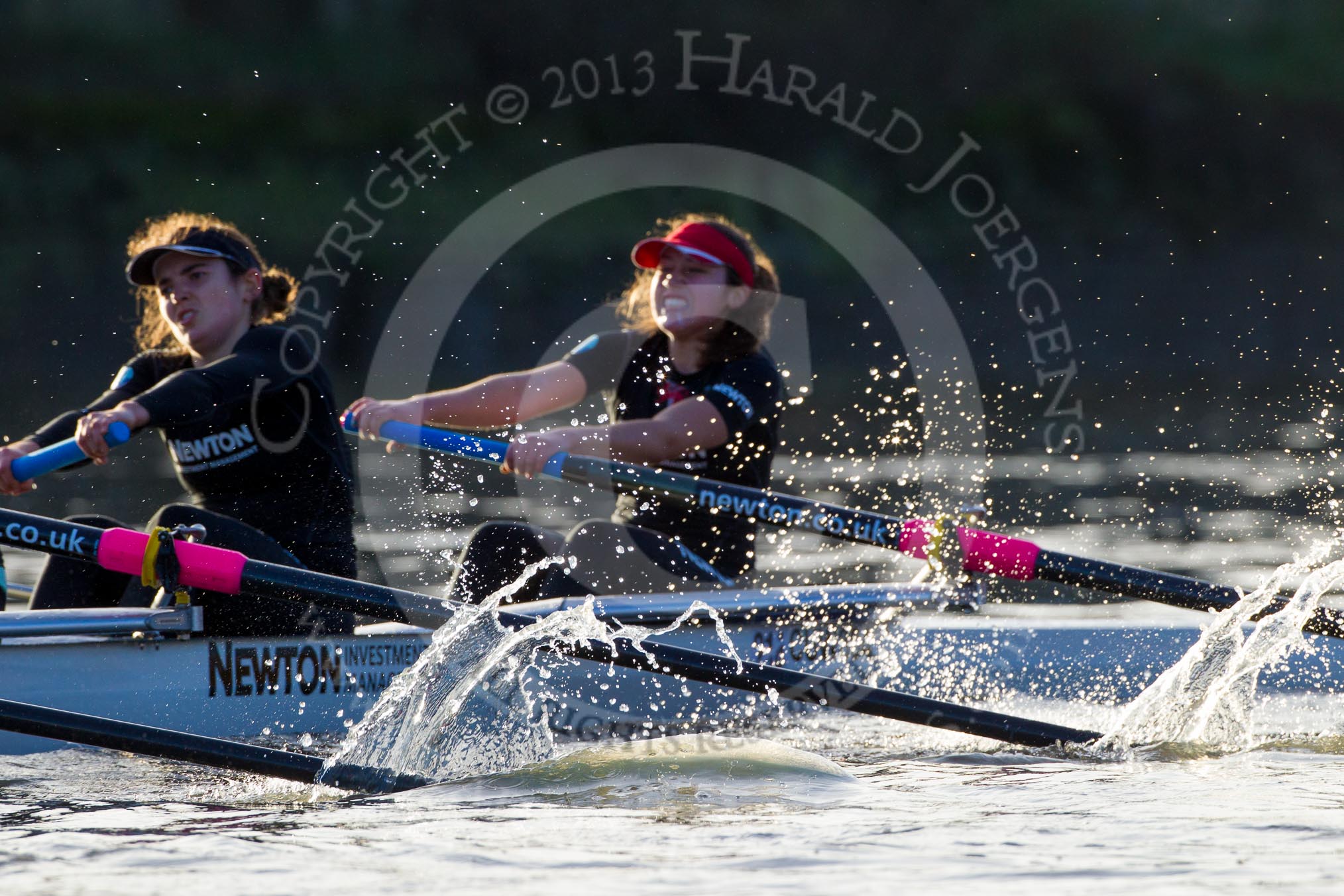 The Boat Race season 2014 - Women's Trial VIIIs(CUWBC, Cambridge): Wink Wink:  2 Sarah Crowther, Bow Ella Barnard..
River Thames between Putney Bridge and Mortlake,
London SW15,

United Kingdom,
on 19 December 2013 at 14:21, image #512