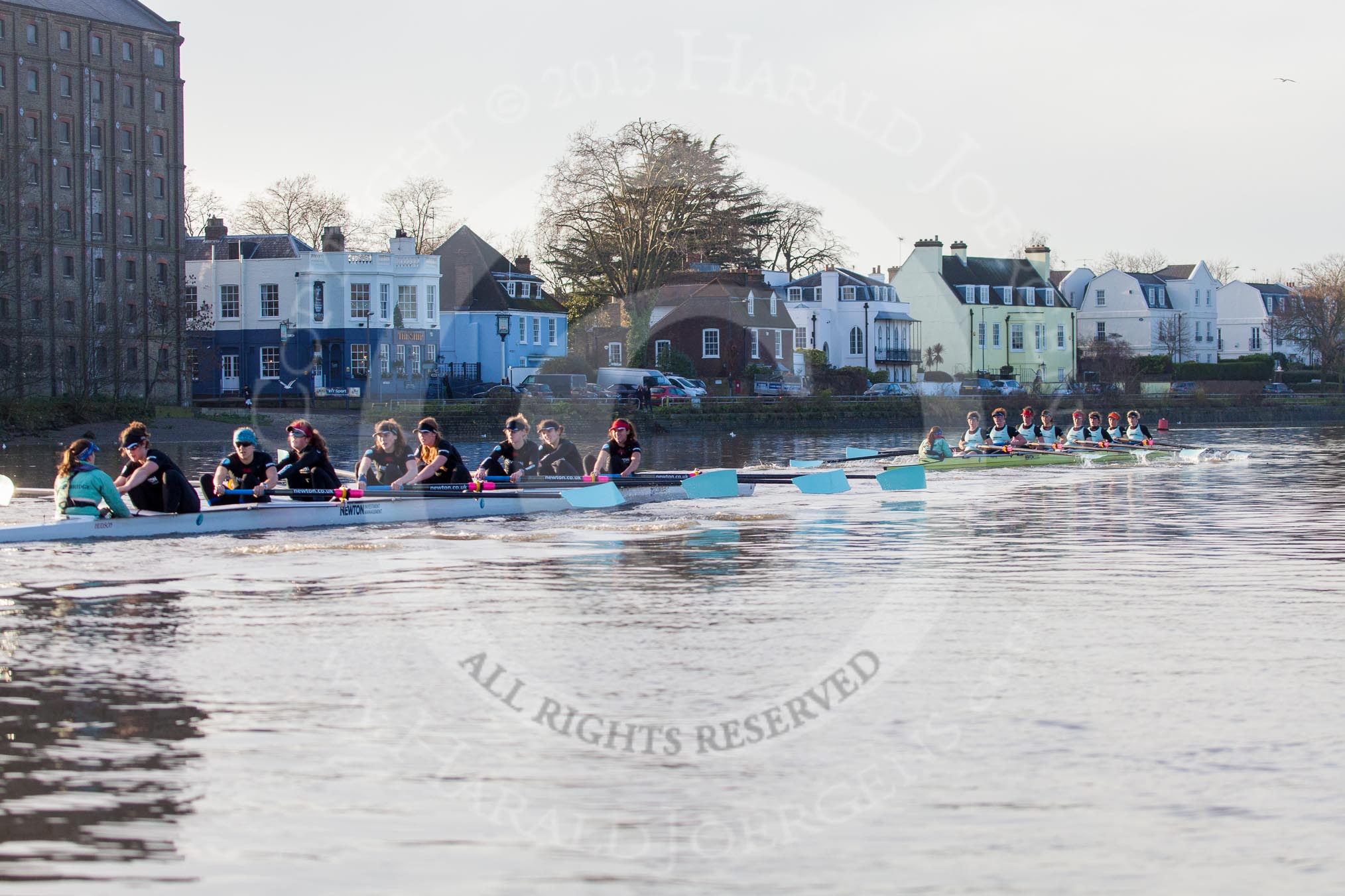 The Boat Race season 2014 - Women's Trial VIIIs(CUWBC, Cambridge): Nudge Nudge vs Wink Wink..
River Thames between Putney Bridge and Mortlake,
London SW15,

United Kingdom,
on 19 December 2013 at 14:22, image #518