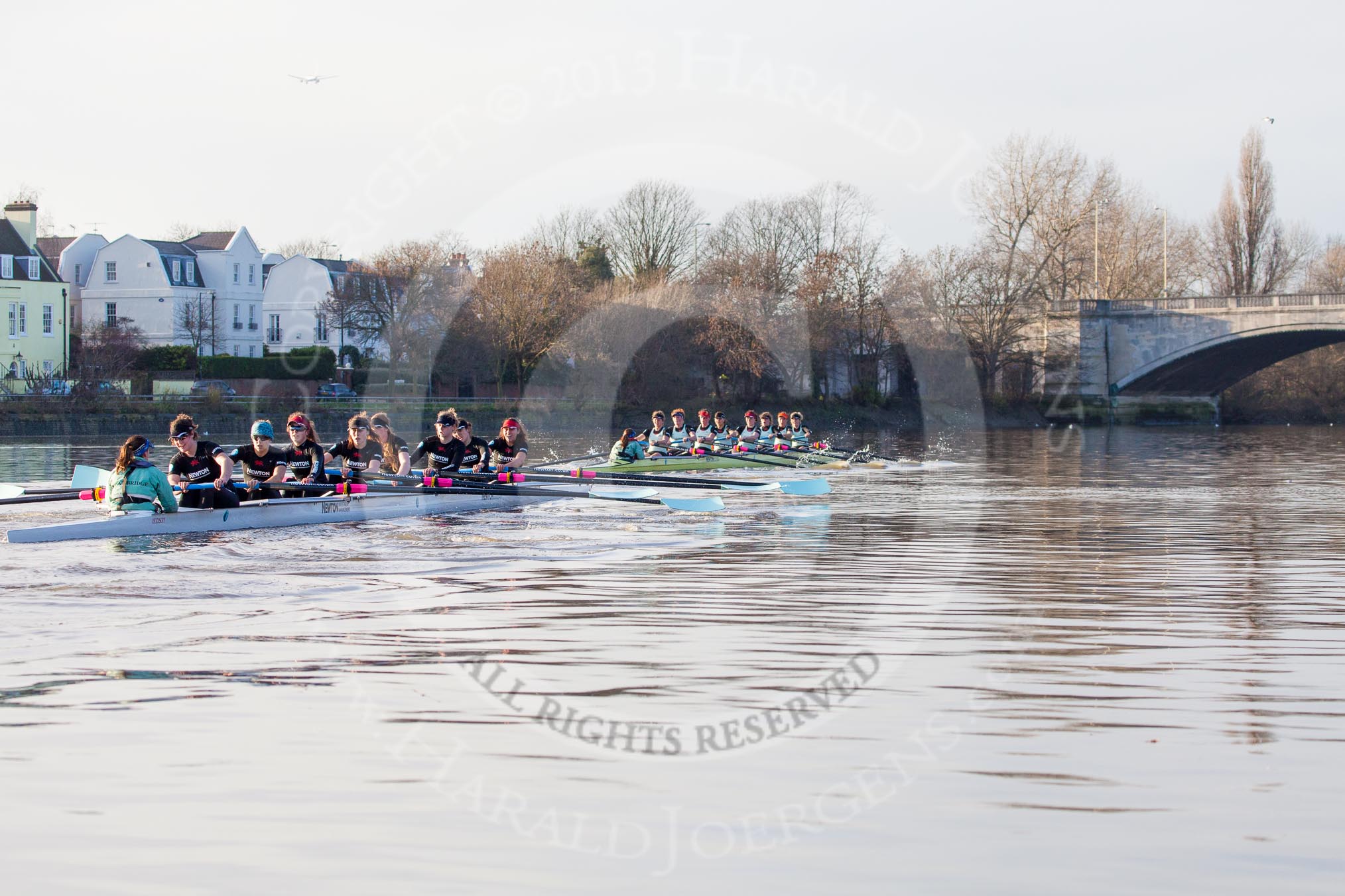 The Boat Race season 2014 - Women's Trial VIIIs(CUWBC, Cambridge): Nudge Nudge vs Wink Wink..
River Thames between Putney Bridge and Mortlake,
London SW15,

United Kingdom,
on 19 December 2013 at 14:22, image #521