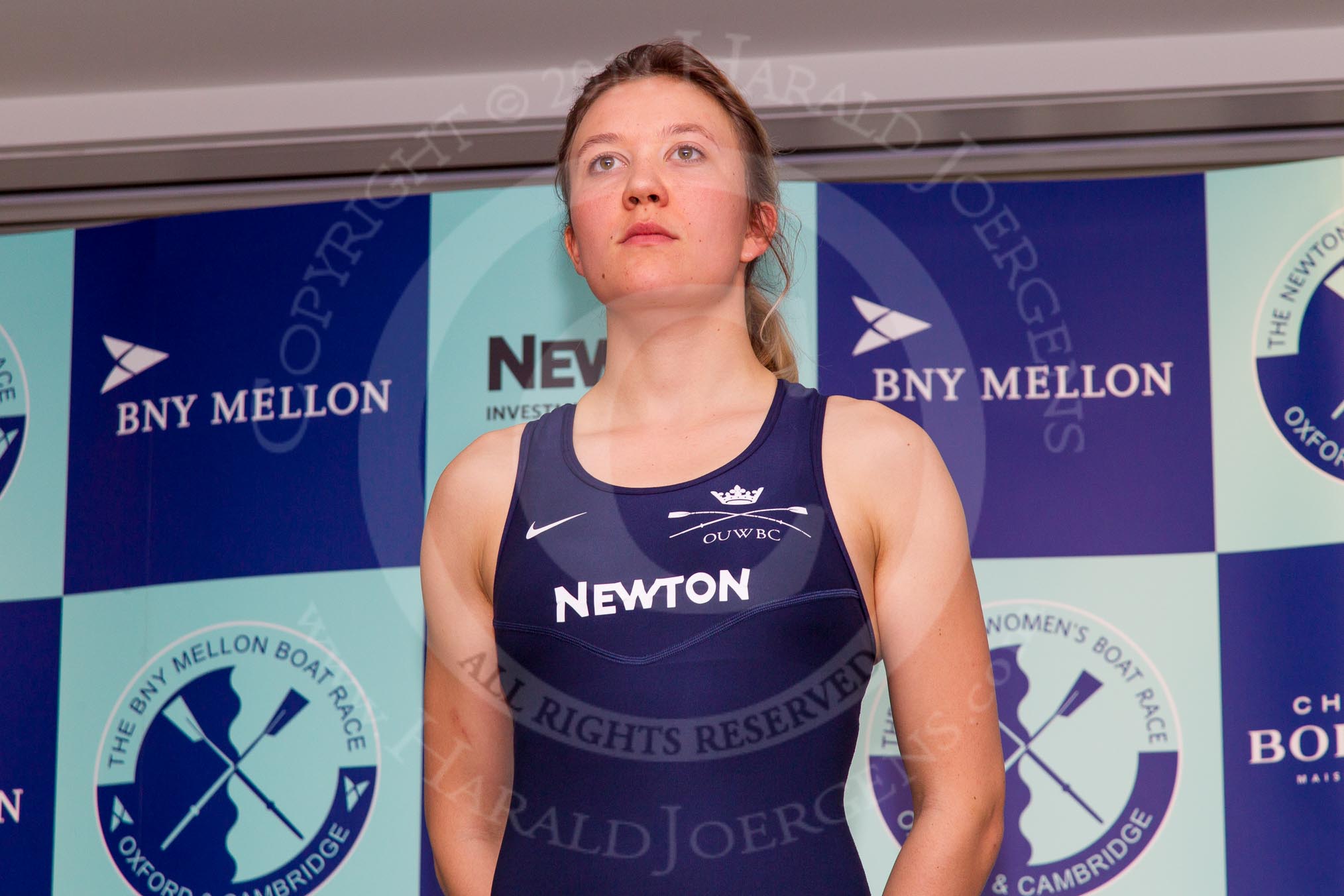 The Boat Race season 2014 - Crew Announcement and Weigh In: The 2014 Women's Boat Race crews:  Oxford 3 seat Maxie Scheske - 64.8kg..
BNY Mellon Centre,
London EC4V 4LA,
London,
United Kingdom,
on 10 March 2014 at 11:46, image #23