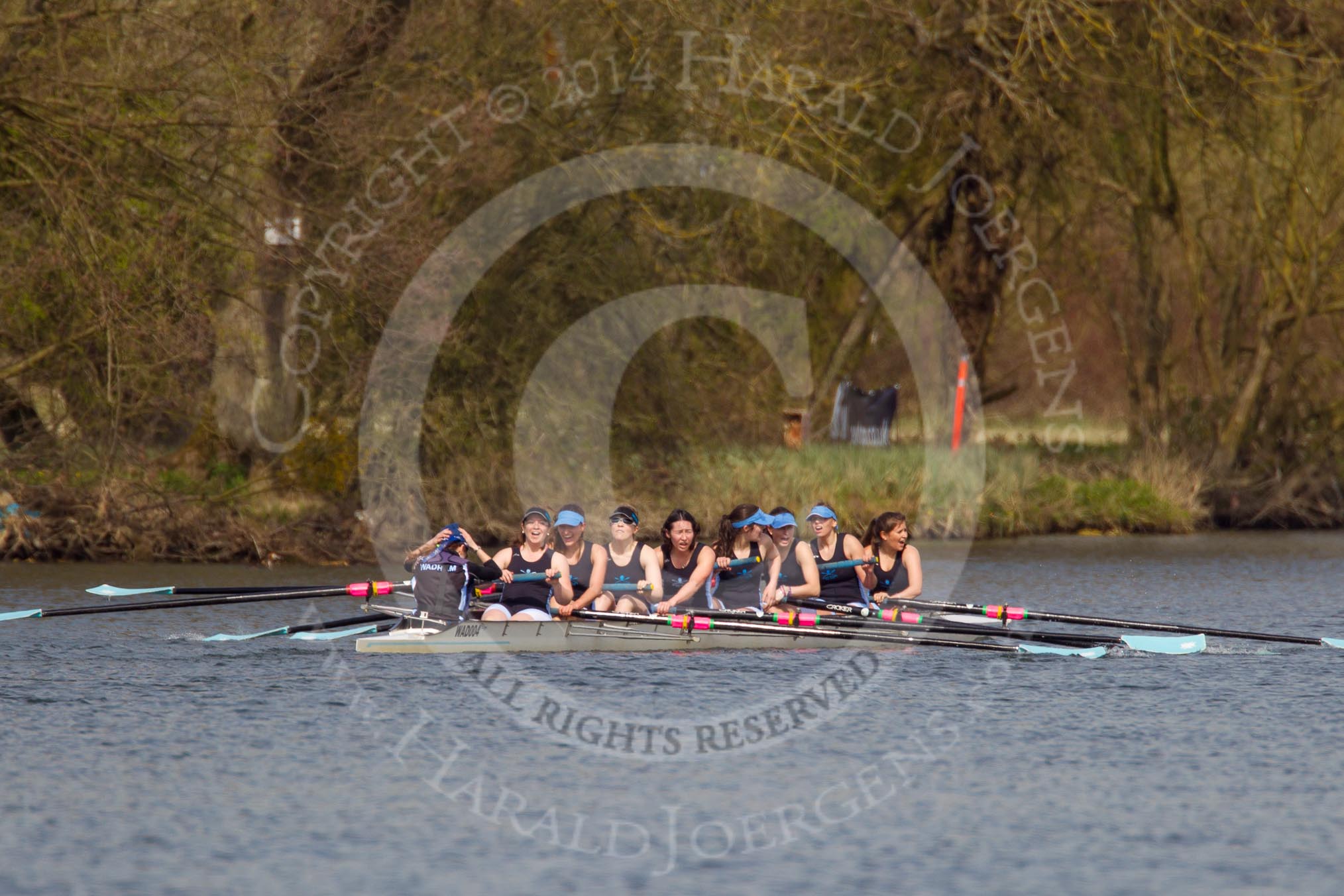 The Women's Boat Race and Henley Boat Races 2014: The Intercollegiate women's race. Victory for the Wadham College (Oxford) boat!.
River Thames,
Henley-on-Thames,
Buckinghamshire,
United Kingdom,
on 30 March 2014 at 13:28, image #48