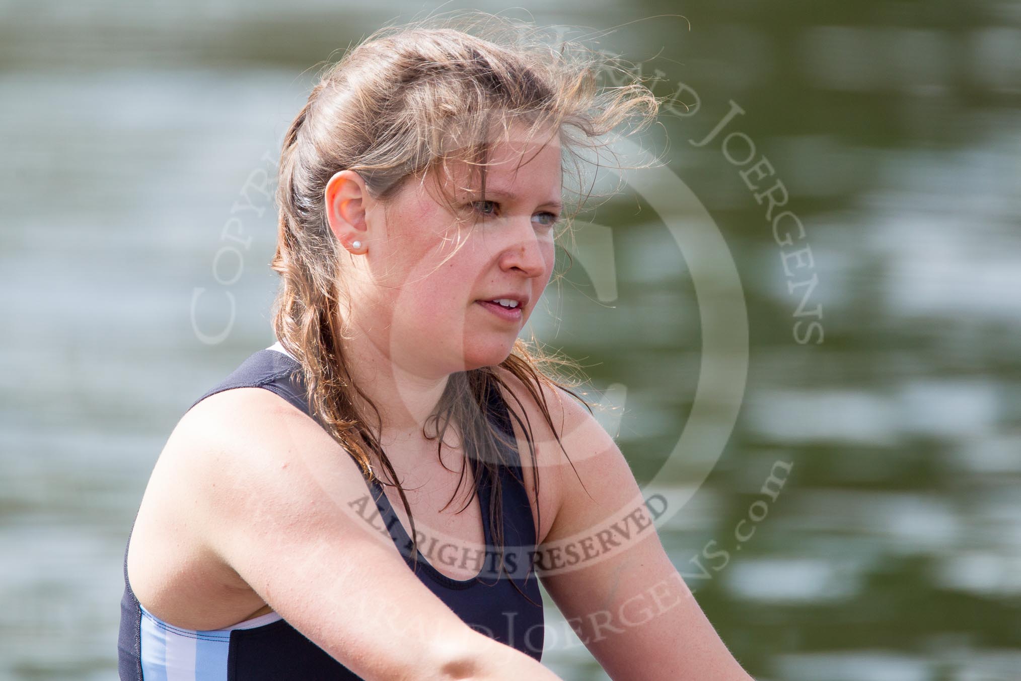 The Women's Boat Race and Henley Boat Races 2014: The Intercollegiate Women 's Race, in the Wadham College boat at bow Ani Zotti..
River Thames,
Henley-on-Thames,
Buckinghamshire,
United Kingdom,
on 30 March 2014 at 13:39, image #62