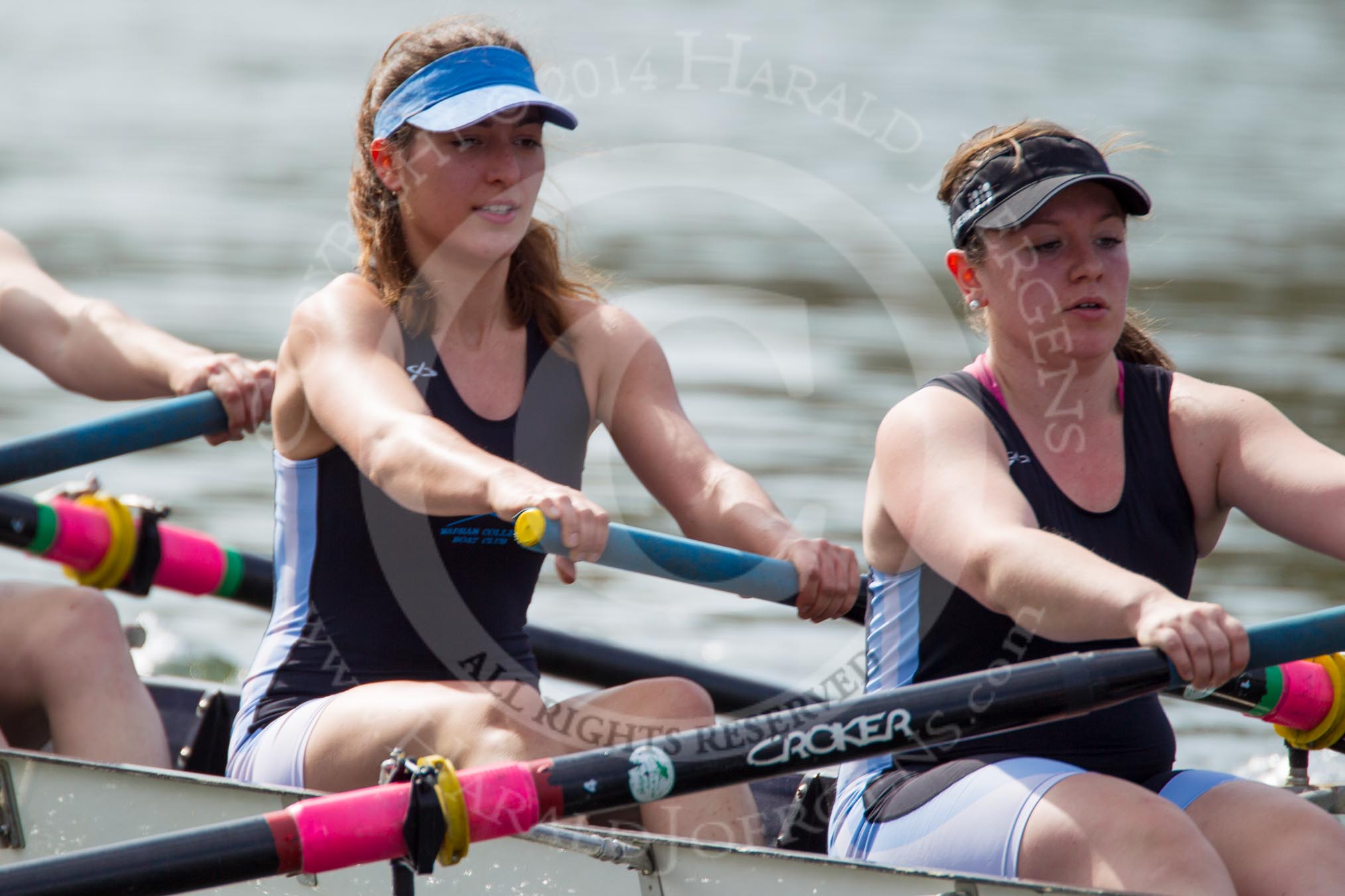 The Women's Boat Race and Henley Boat Races 2014: The Intercollegiate Women 's Race, in the Wadham College boat 7 seat Katia Mandaltsi and at stroke Hannah Lewis..
River Thames,
Henley-on-Thames,
Buckinghamshire,
United Kingdom,
on 30 March 2014 at 13:39, image #69