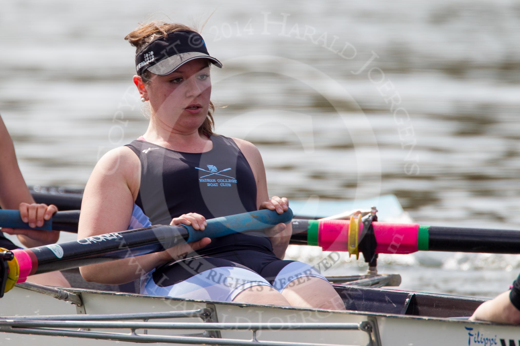 The Women's Boat Race and Henley Boat Races 2014: The Intercollegiate Women 's Race, in the Wadham College boat stroke Hannah Lewis..
River Thames,
Henley-on-Thames,
Buckinghamshire,
United Kingdom,
on 30 March 2014 at 13:39, image #70