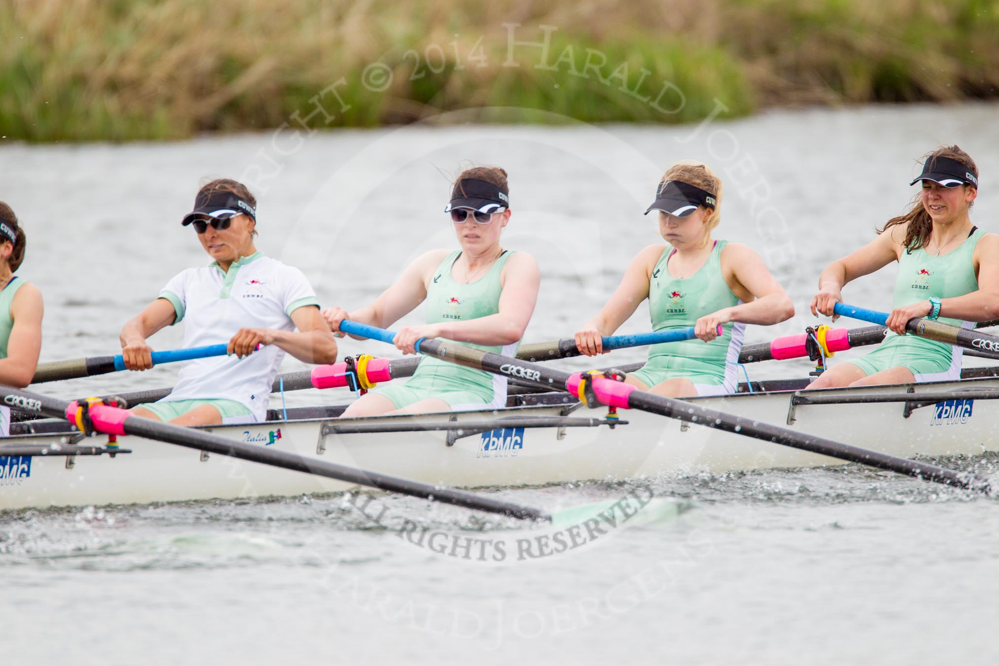 The Women's Boat Race and Henley Boat Races 2014: The CUWBC Lightweights boat with 5 Valentina Futoryanova, 4 Eve Edwards, 3 Lottie Meggit, 2 Christina Ostacchini..
River Thames,
Henley-on-Thames,
Buckinghamshire,
United Kingdom,
on 30 March 2014 at 14:49, image #238