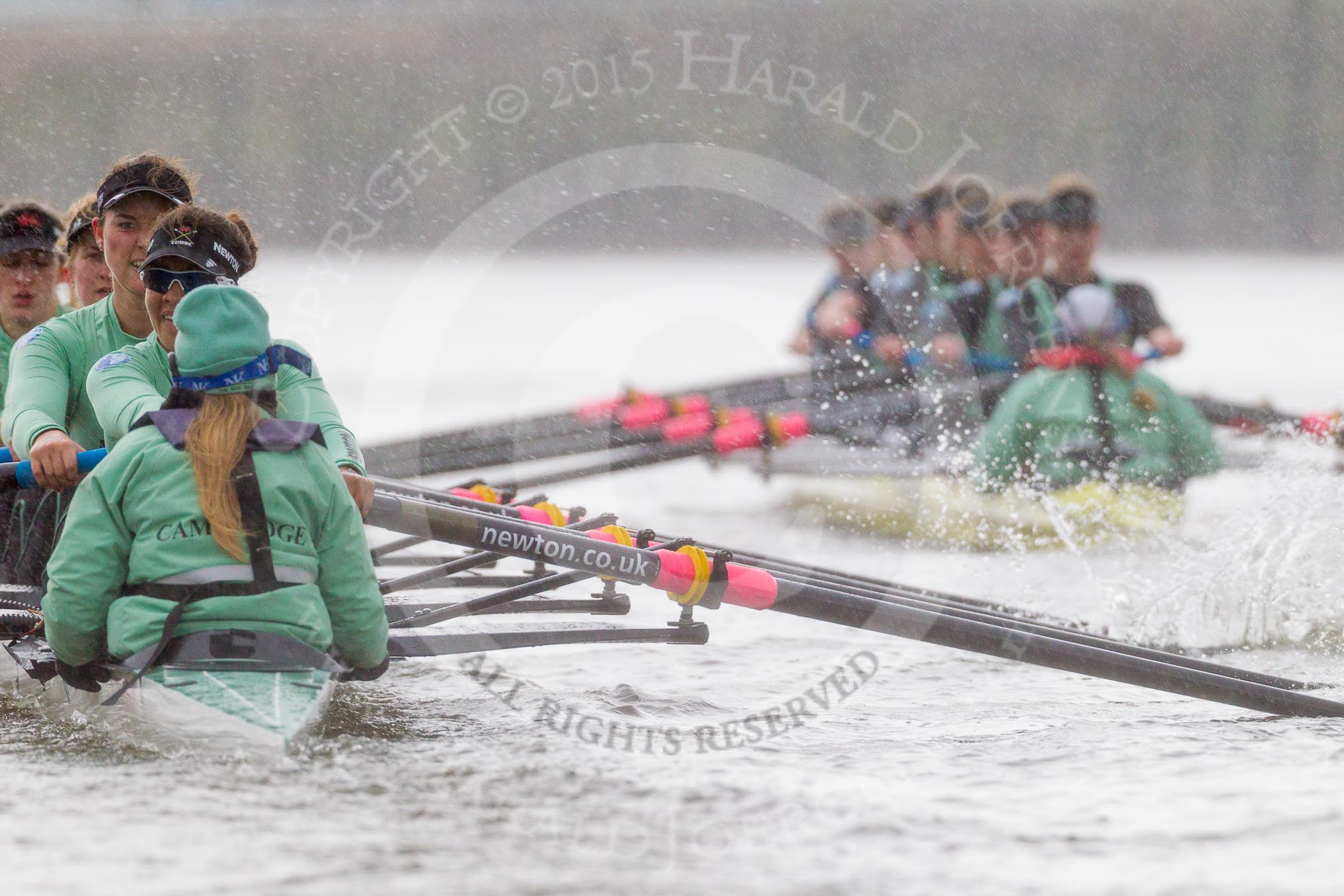 The Boat Race season 2016 - Women's Boat Race Trial Eights (CUWBC, Cambridge): "Tideway" chasing "Twickenham" near Fulham Reach.
River Thames between Putney Bridge and Mortlake,
London SW15,

United Kingdom,
on 10 December 2015 at 11:08, image #73