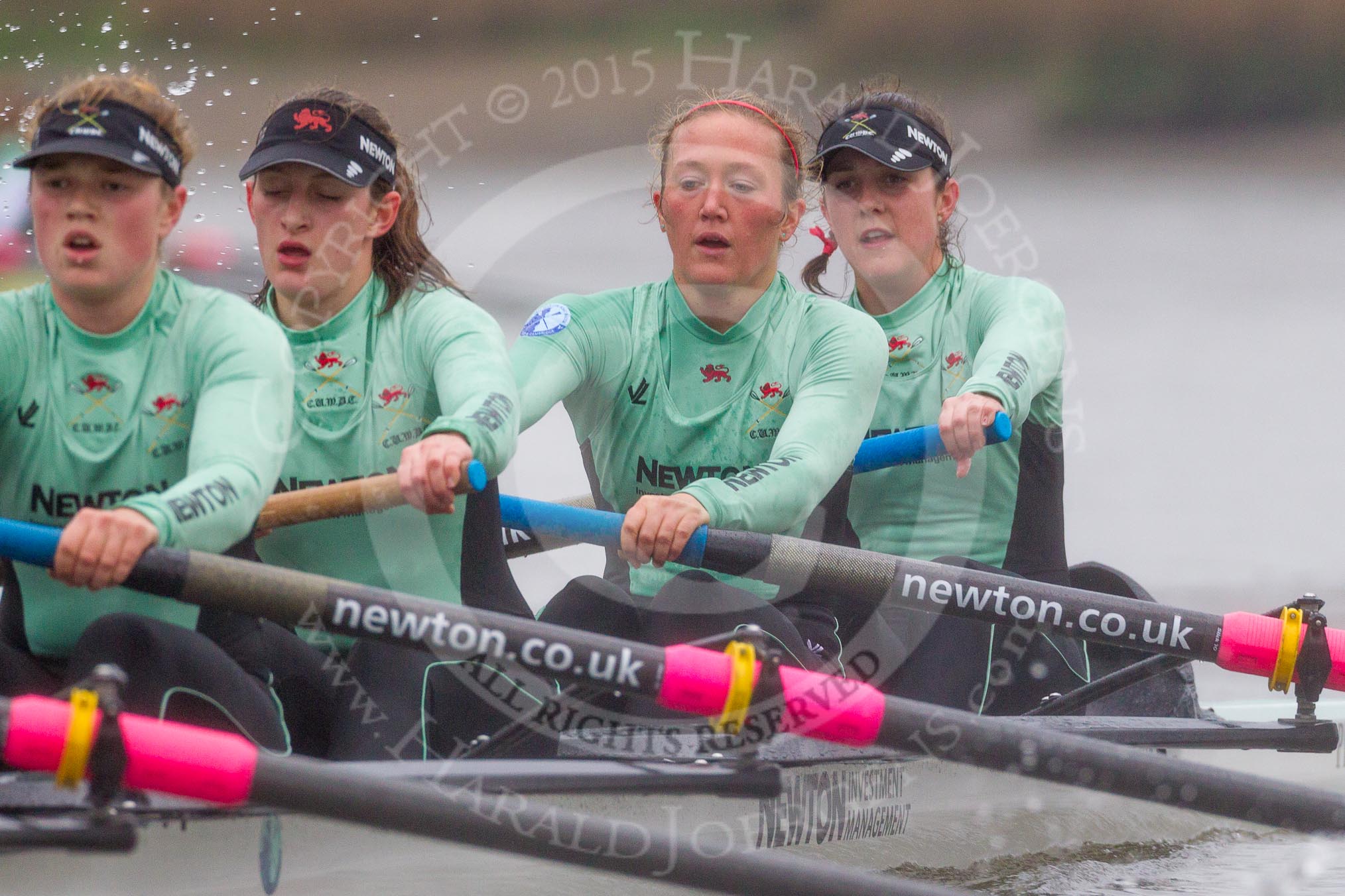 The Boat Race season 2016 - Women's Boat Race Trial Eights (CUWBC, Cambridge): "Tideway" with 4-Alice Jackson, 3-Rachel Elwood, 2-Evelyn Boettcher, bow-Kate Baker.
River Thames between Putney Bridge and Mortlake,
London SW15,

United Kingdom,
on 10 December 2015 at 11:13, image #92