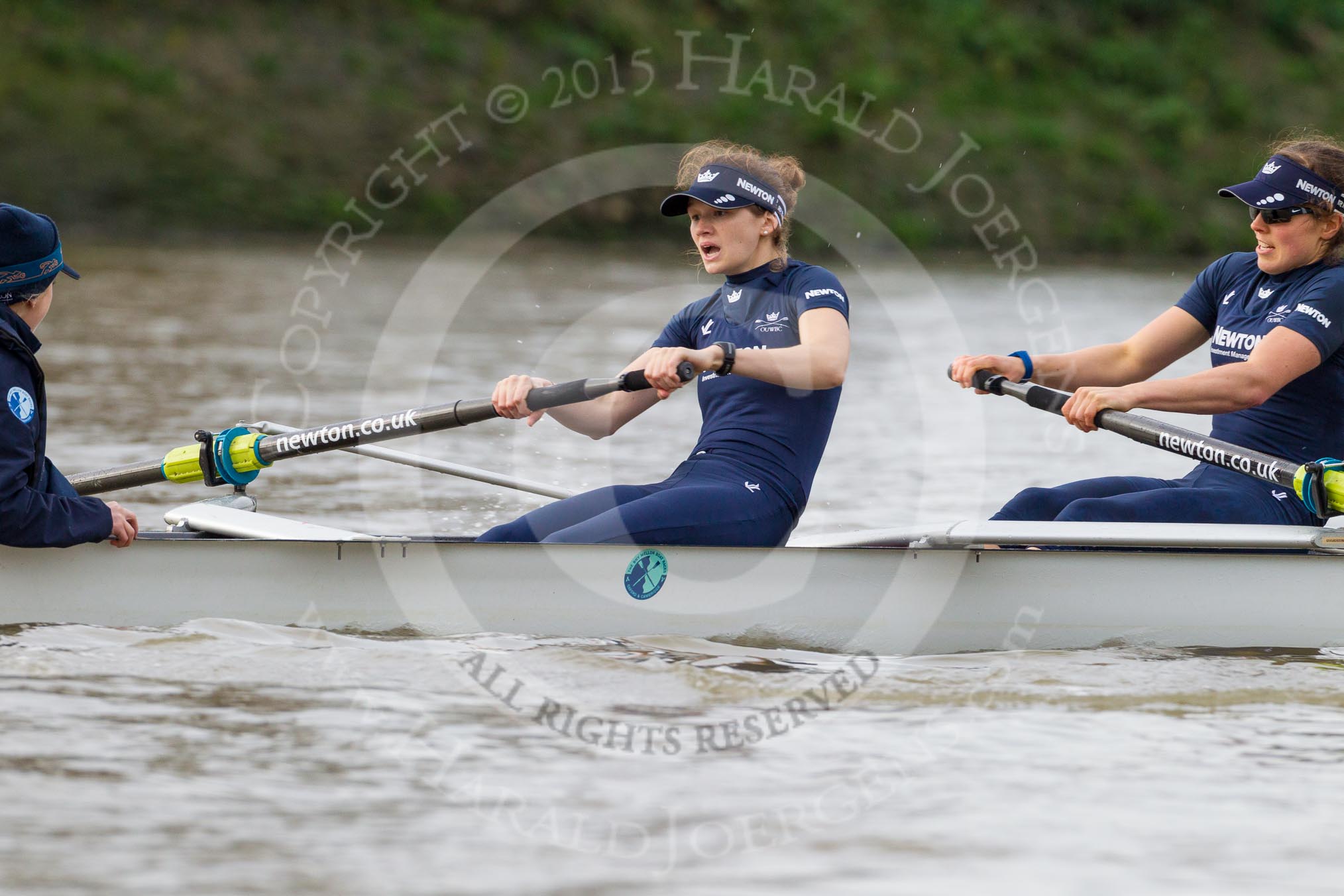 The Boat Race season 2016 - Women's Boat Race Trial Eights (OUWBC, Oxford): "Scylla", here cox-Antonia Stutter, stroke-Emma Lukasiewicz, 7-Lauren Kedar.
River Thames between Putney Bridge and Mortlake,
London SW15,

United Kingdom,
on 10 December 2015 at 12:20, image #169