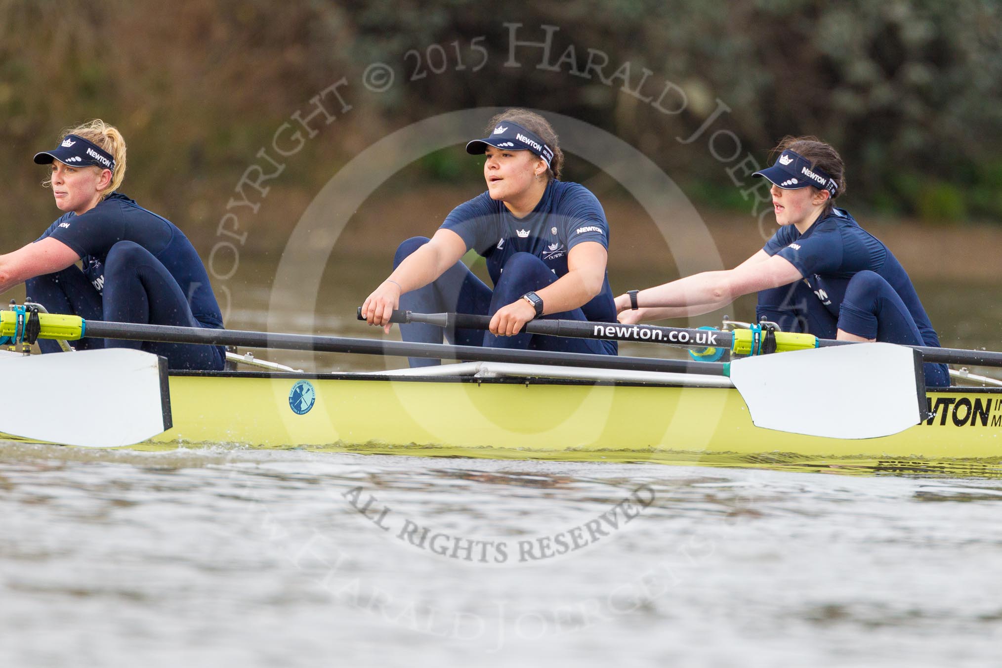 The Boat Race season 2016 - Women's Boat Race Trial Eights (OUWBC, Oxford): "Charybdis", here 4-Emma Spruce, 3-Lara Pysden, 2-Christina Fleischer.
River Thames between Putney Bridge and Mortlake,
London SW15,

United Kingdom,
on 10 December 2015 at 12:23, image #194