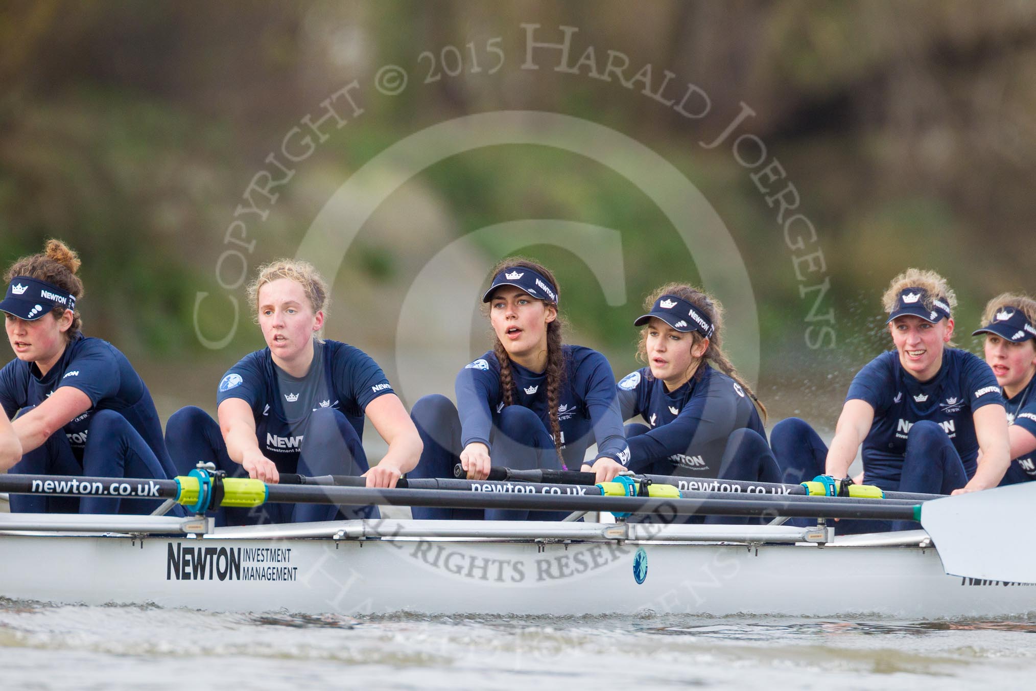 The Boat Race season 2016 - Women's Boat Race Trial Eights (OUWBC, Oxford): "Scylla", here 6-Joanne Jansen, 5-Anastasia Chitty, 4-Rebecca Te Water Naude, 3-Elettra Ardissino, 2-Merel Lefferts, bow-Issy Dodds.
River Thames between Putney Bridge and Mortlake,
London SW15,

United Kingdom,
on 10 December 2015 at 12:25, image #206