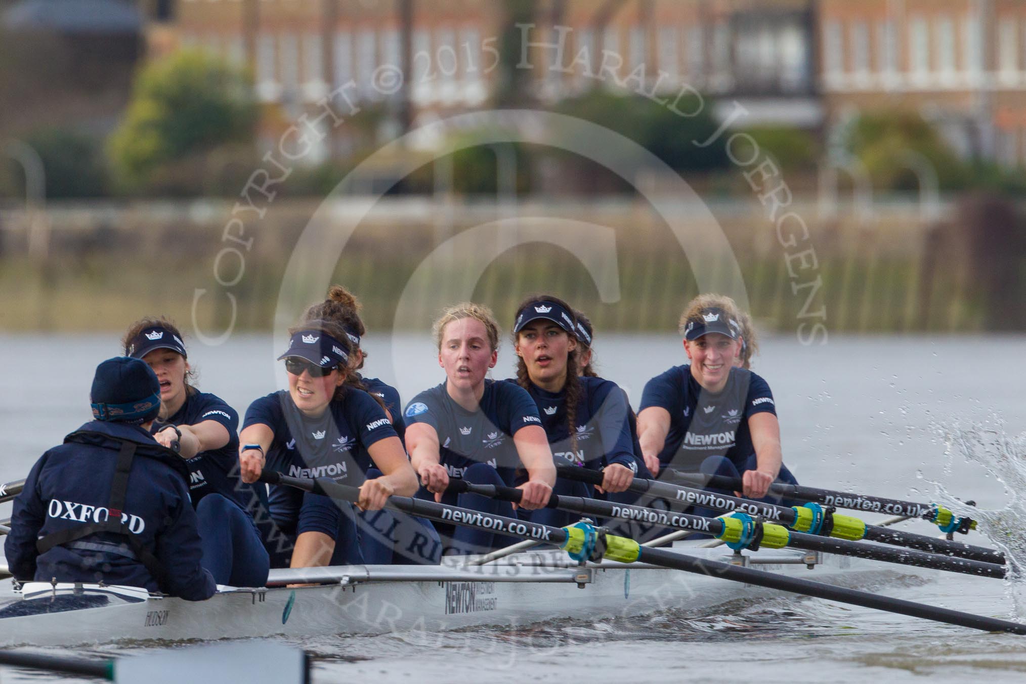 The Boat Race season 2016 - Women's Boat Race Trial Eights (OUWBC, Oxford): "Scylla" at the Surrey Bend, cox-Antonia Stutter, stroke-Emma Lukasiewicz, 7-Lauren Kedar, 6-Joanne Jansen, 5-Anastasia Chitty, 4-Rebecca Te Water Naude, 3-Elettra Ardissino, 2-Merel Lefferts, bow-Issy Dodds.
River Thames between Putney Bridge and Mortlake,
London SW15,

United Kingdom,
on 10 December 2015 at 12:26, image #218