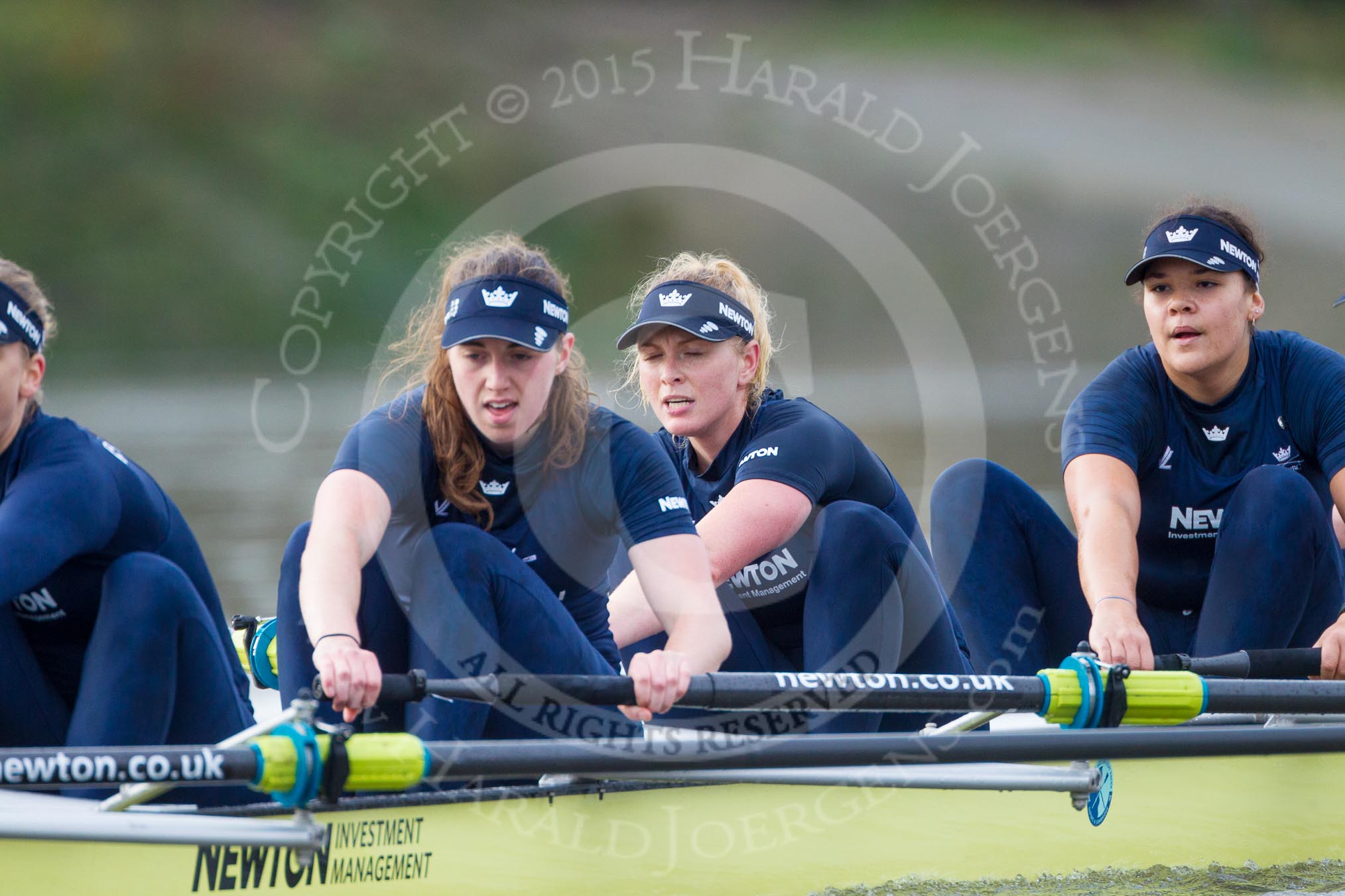 The Boat Race season 2016 - Women's Boat Race Trial Eights (OUWBC, Oxford): "Charybdis" , here 5-Ruth Siddorn, 4-Emma Spruce, 3-Lara Pysden.
River Thames between Putney Bridge and Mortlake,
London SW15,

United Kingdom,
on 10 December 2015 at 12:26, image #221