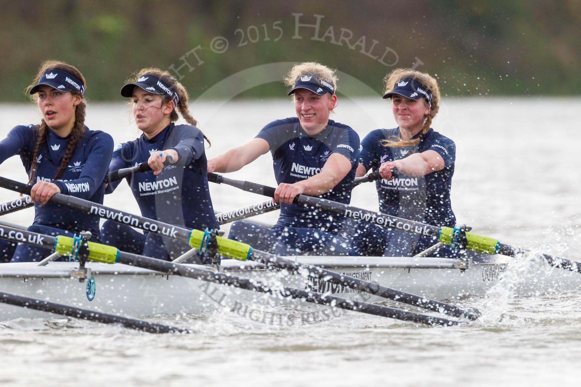 The Boat Race season 2016 - Women's Boat Race Trial Eights (OUWBC, Oxford): "Scylla", here 4-Rebecca Te Water Naude, 3-Elettra Ardissino, 2-Merel Lefferts, bow-Issy Dodds.
River Thames between Putney Bridge and Mortlake,
London SW15,

United Kingdom,
on 10 December 2015 at 12:28, image #230