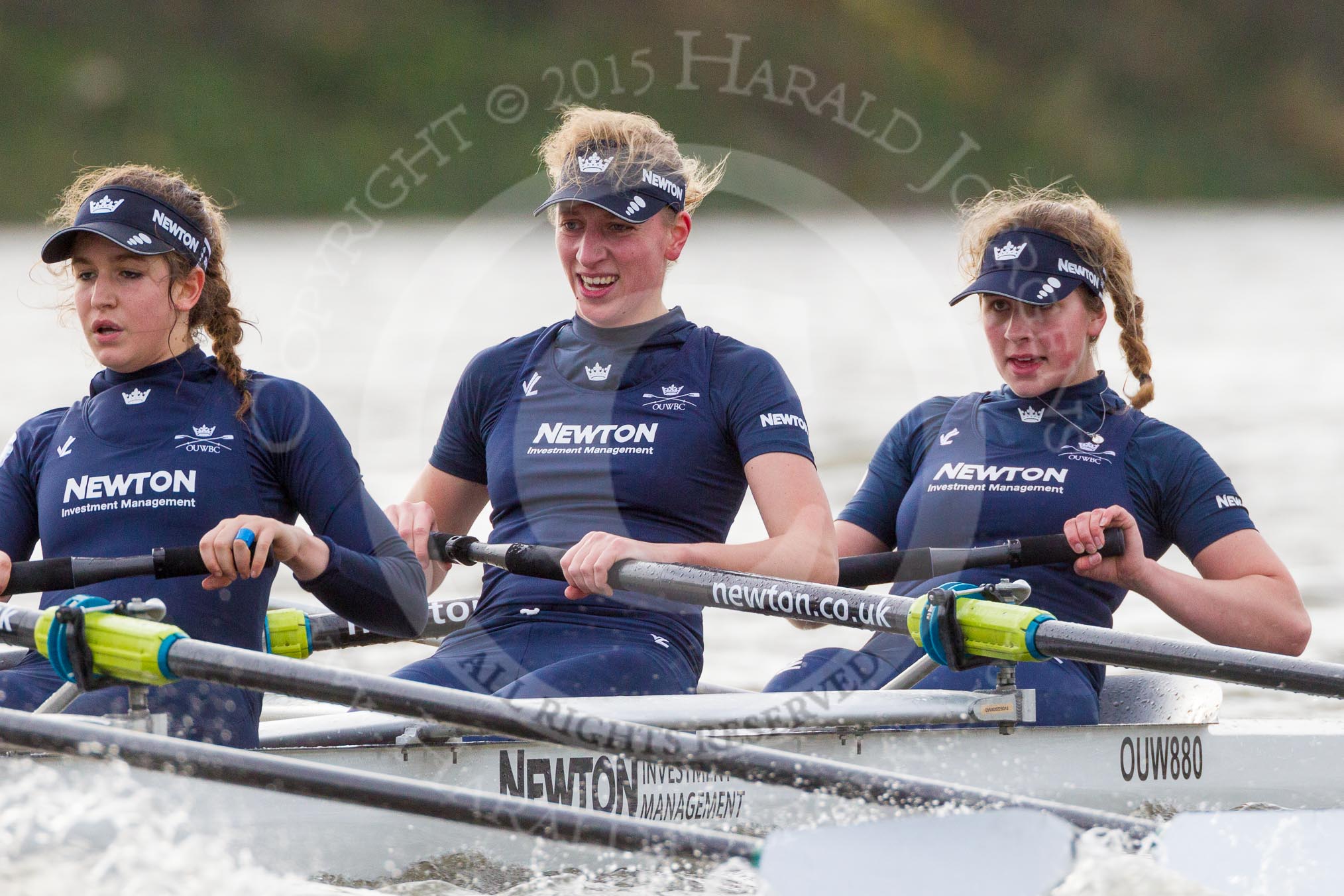 The Boat Race season 2016 - Women's Boat Race Trial Eights (OUWBC, Oxford): "Scylla", here 3-Elettra Ardissino, 2-Merel Lefferts, bow-Issy Dodds.
River Thames between Putney Bridge and Mortlake,
London SW15,

United Kingdom,
on 10 December 2015 at 12:28, image #237