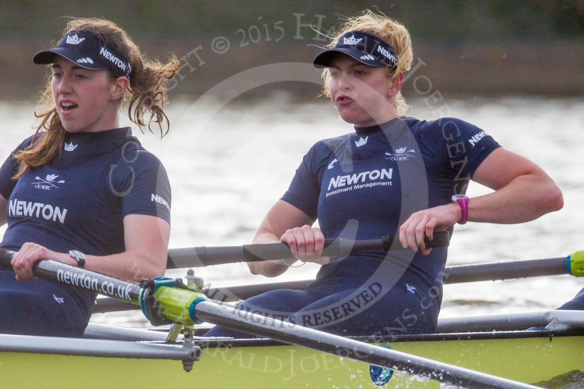 The Boat Race season 2016 - Women's Boat Race Trial Eights (OUWBC, Oxford): "Charybdis" , here 5-Ruth Siddorn, 4-Emma Spruce.
River Thames between Putney Bridge and Mortlake,
London SW15,

United Kingdom,
on 10 December 2015 at 12:29, image #254