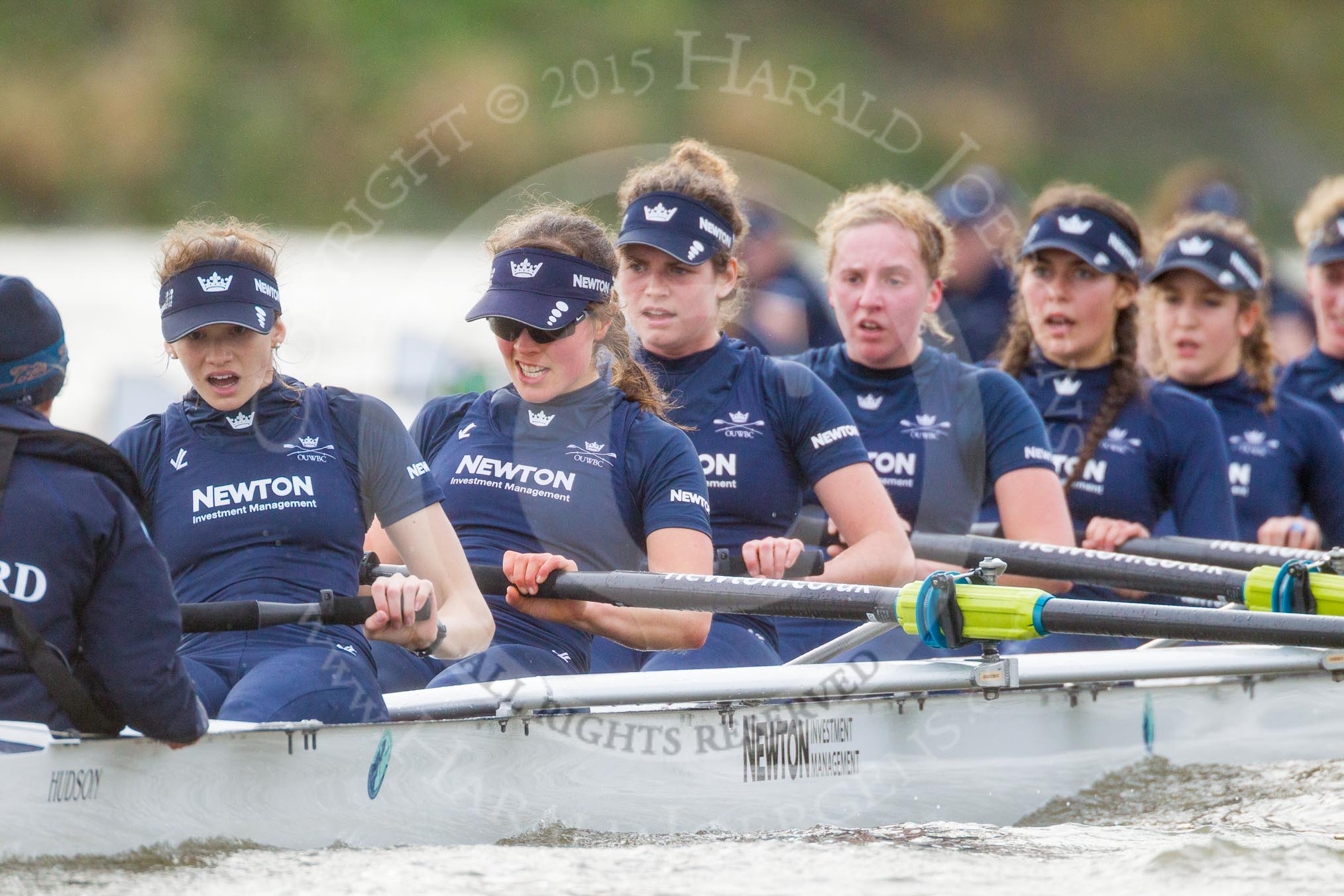 The Boat Race season 2016 - Women's Boat Race Trial Eights (OUWBC, Oxford): "Scylla", here stroke-Emma Lukasiewicz, 7-Lauren Kedar, 6-Joanne Jansen, 5-Anastasia Chitty, 4-Rebecca Te Water Naude, 3-Elettra Ardissino.
River Thames between Putney Bridge and Mortlake,
London SW15,

United Kingdom,
on 10 December 2015 at 12:34, image #289