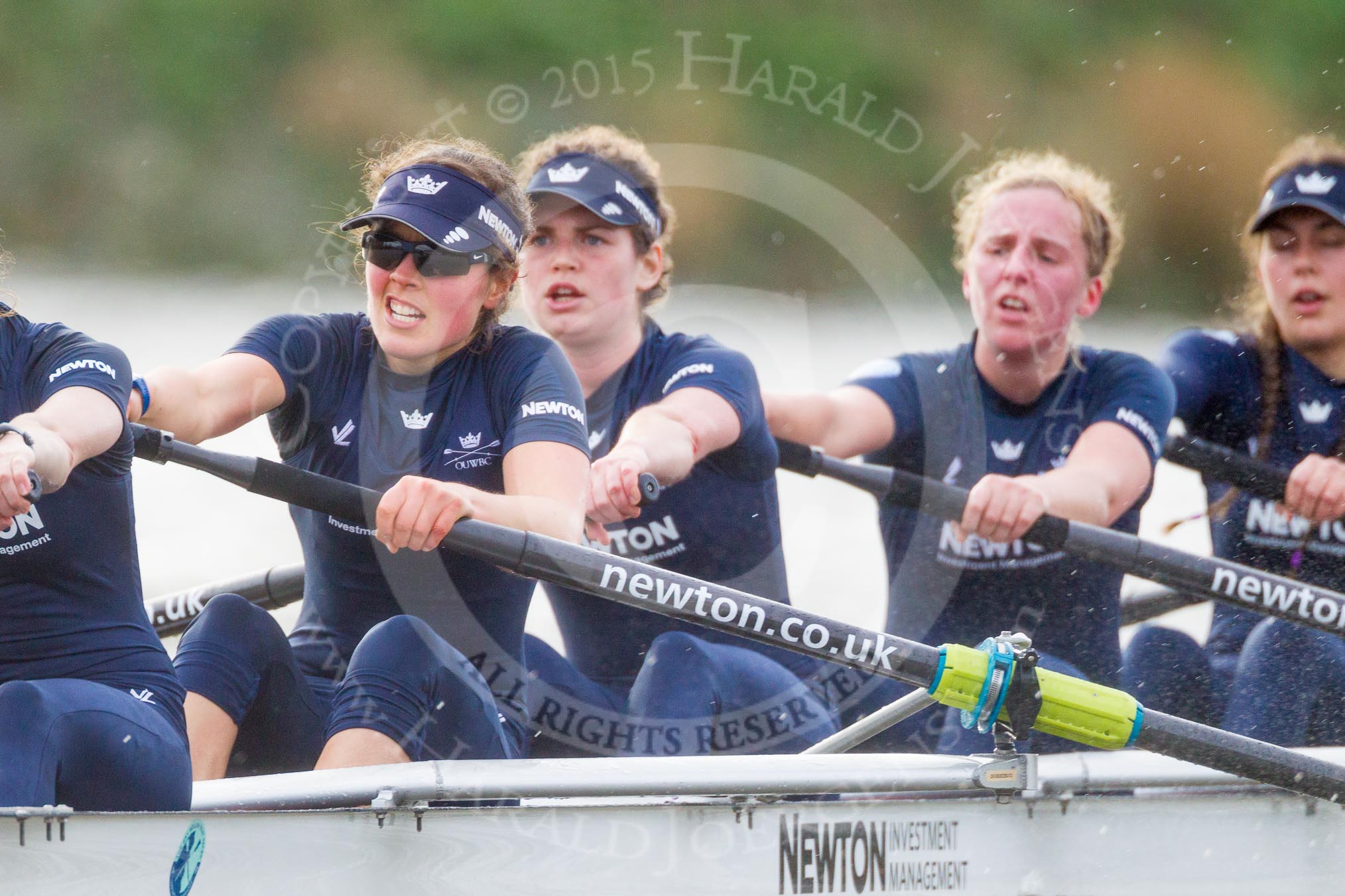 The Boat Race season 2016 - Women's Boat Race Trial Eights (OUWBC, Oxford): "Scylla", here 7-Lauren Kedar, 6-Joanne Jansen, 5-Anastasia Chitty, 4-Rebecca Te Water Naude.
River Thames between Putney Bridge and Mortlake,
London SW15,

United Kingdom,
on 10 December 2015 at 12:34, image #292