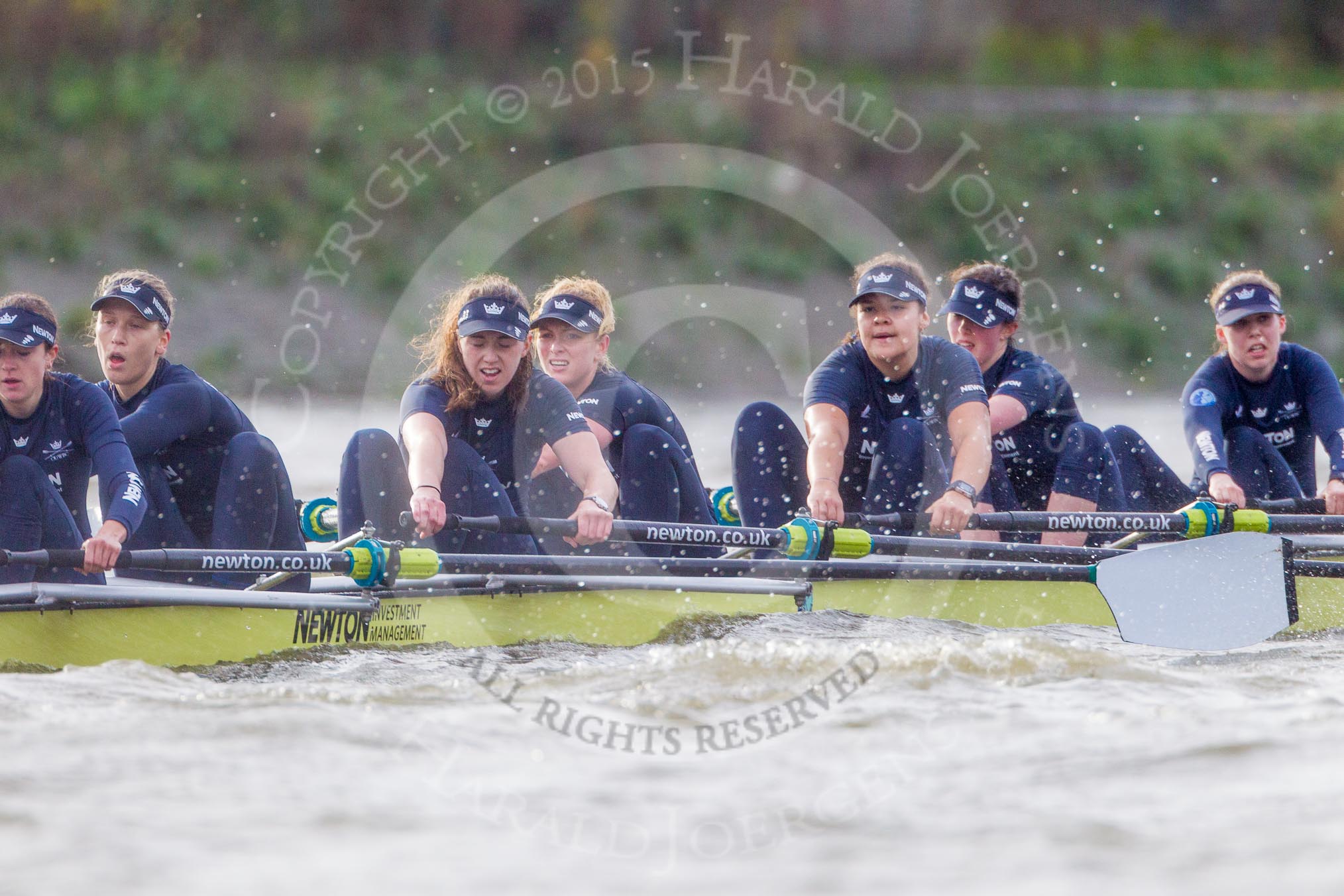 The Boat Race season 2016 - Women's Boat Race Trial Eights (OUWBC, Oxford): "Charybdis", here 7-Maddy Badcott, 6-Elo Luik, 5-Ruth Siddorn, 4-Emma Spruce, 3-Lara Pysden, 2-Christina Fleischer, bow-Georgie Daniell.
River Thames between Putney Bridge and Mortlake,
London SW15,

United Kingdom,
on 10 December 2015 at 12:35, image #297