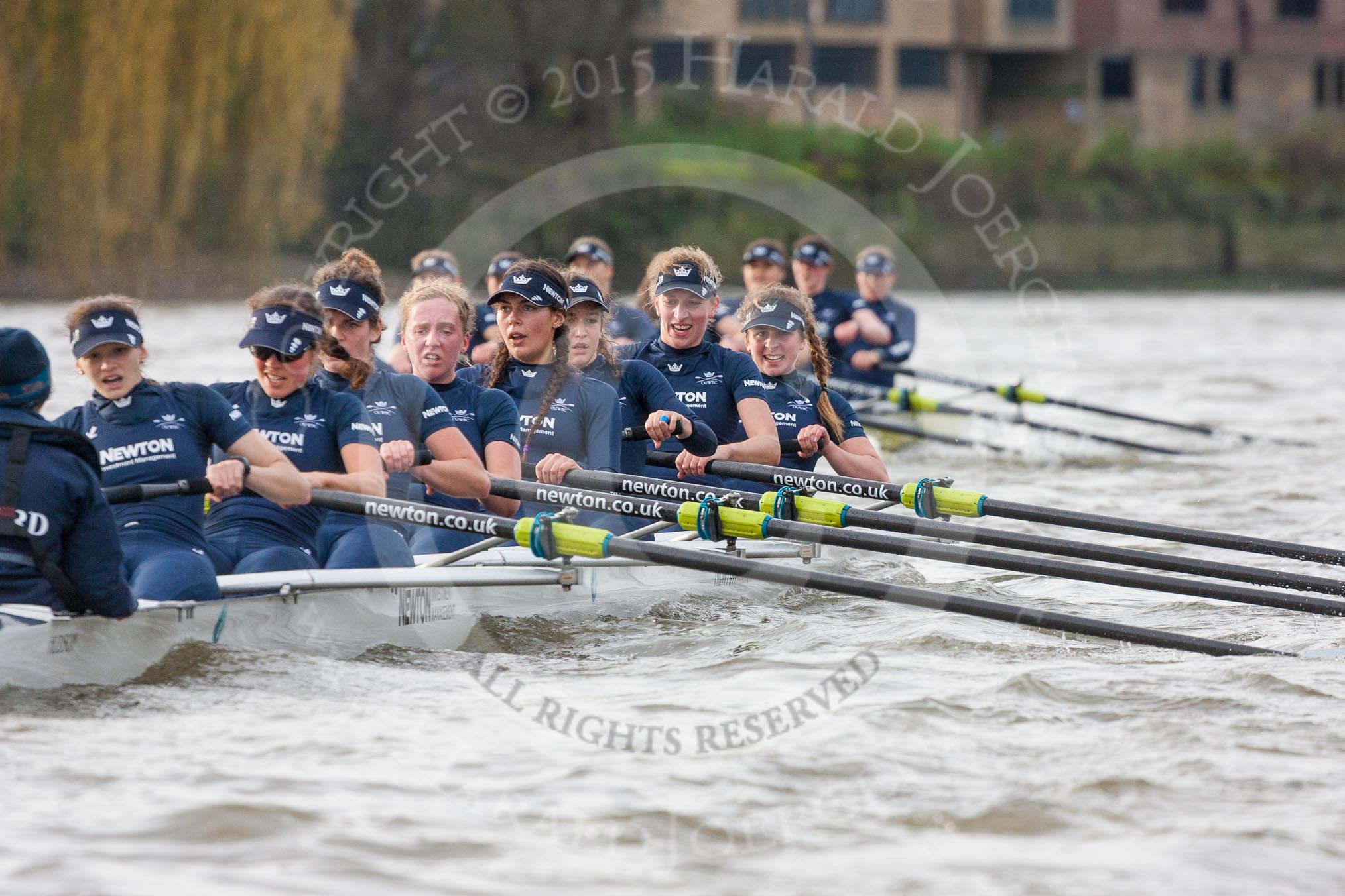 The Boat Race season 2016 - Women's Boat Race Trial Eights (OUWBC, Oxford): "Scylla", here cox-Antonia Stutter, stroke-Emma Lukasiewicz, 7-Lauren Kedar, 6-Joanne Jansen, 5-Anastasia Chitty, 4-Rebecca Te Water Naude, 3-Elettra Ardissino, 2-Merel Lefferts, bow-Issy Dodds.
River Thames between Putney Bridge and Mortlake,
London SW15,

United Kingdom,
on 10 December 2015 at 12:35, image #304