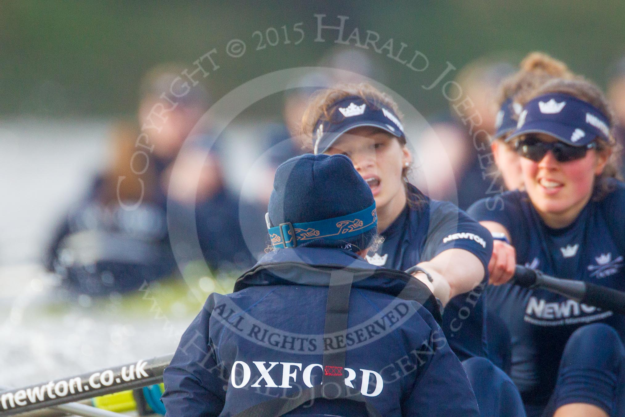 The Boat Race season 2016 - Women's Boat Race Trial Eights (OUWBC, Oxford): "Scylla", here cox-Antonia Stutter, stroke-Emma Lukasiewicz, 7-Lauren Kedar.
River Thames between Putney Bridge and Mortlake,
London SW15,

United Kingdom,
on 10 December 2015 at 12:36, image #312