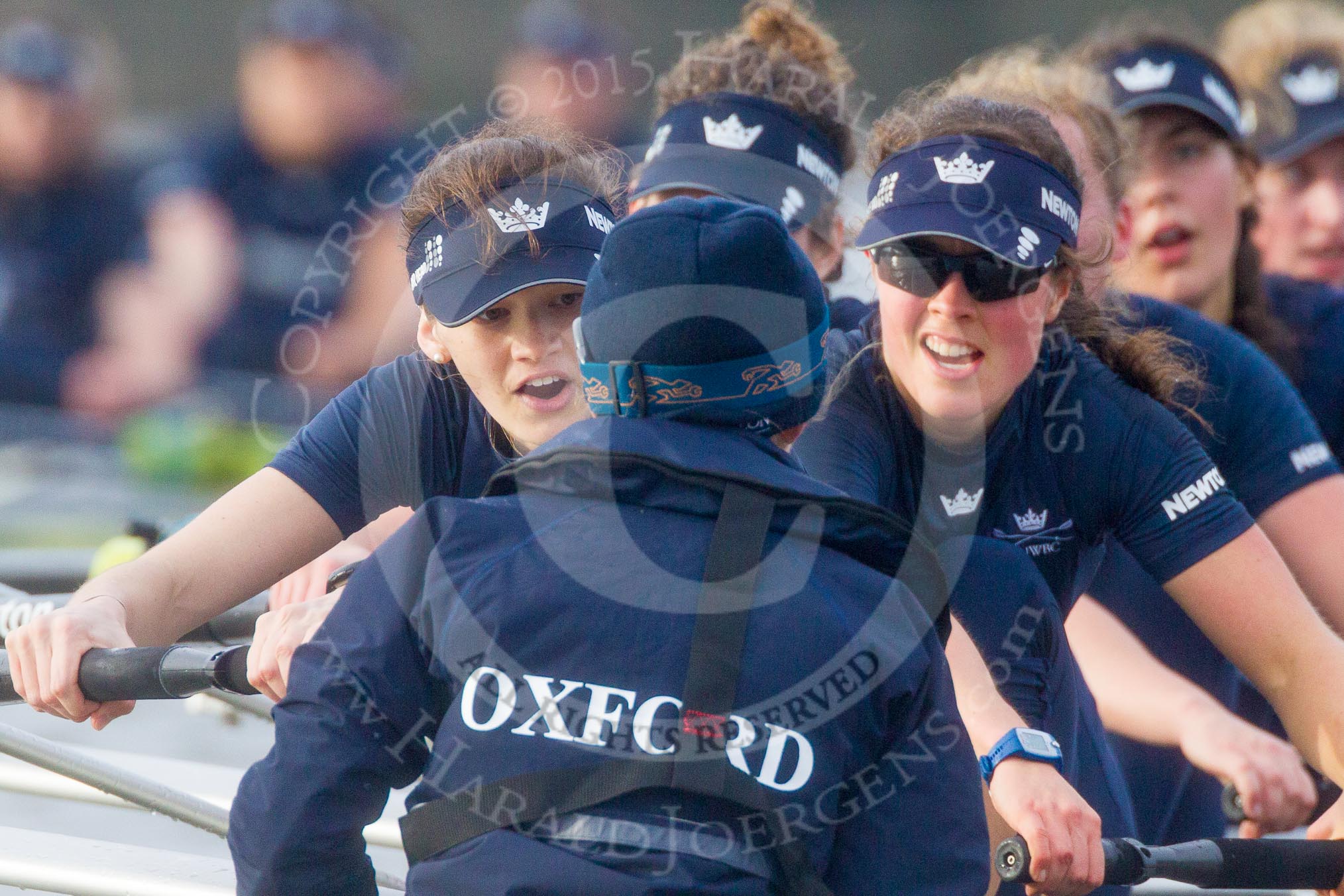 The Boat Race season 2016 - Women's Boat Race Trial Eights (OUWBC, Oxford): "Scylla", cox-Antonia Stutter, stroke-Emma Lukasiewicz, 7-Lauren Kedar, 6-Joanne Jansen, 5-Anastasia Chitty, 4-Rebecca Te Water Naude, 3-Elettra Ardissino, 2-Merel Lefferts, bow-Issy Dodds.
River Thames between Putney Bridge and Mortlake,
London SW15,

United Kingdom,
on 10 December 2015 at 12:37, image #324