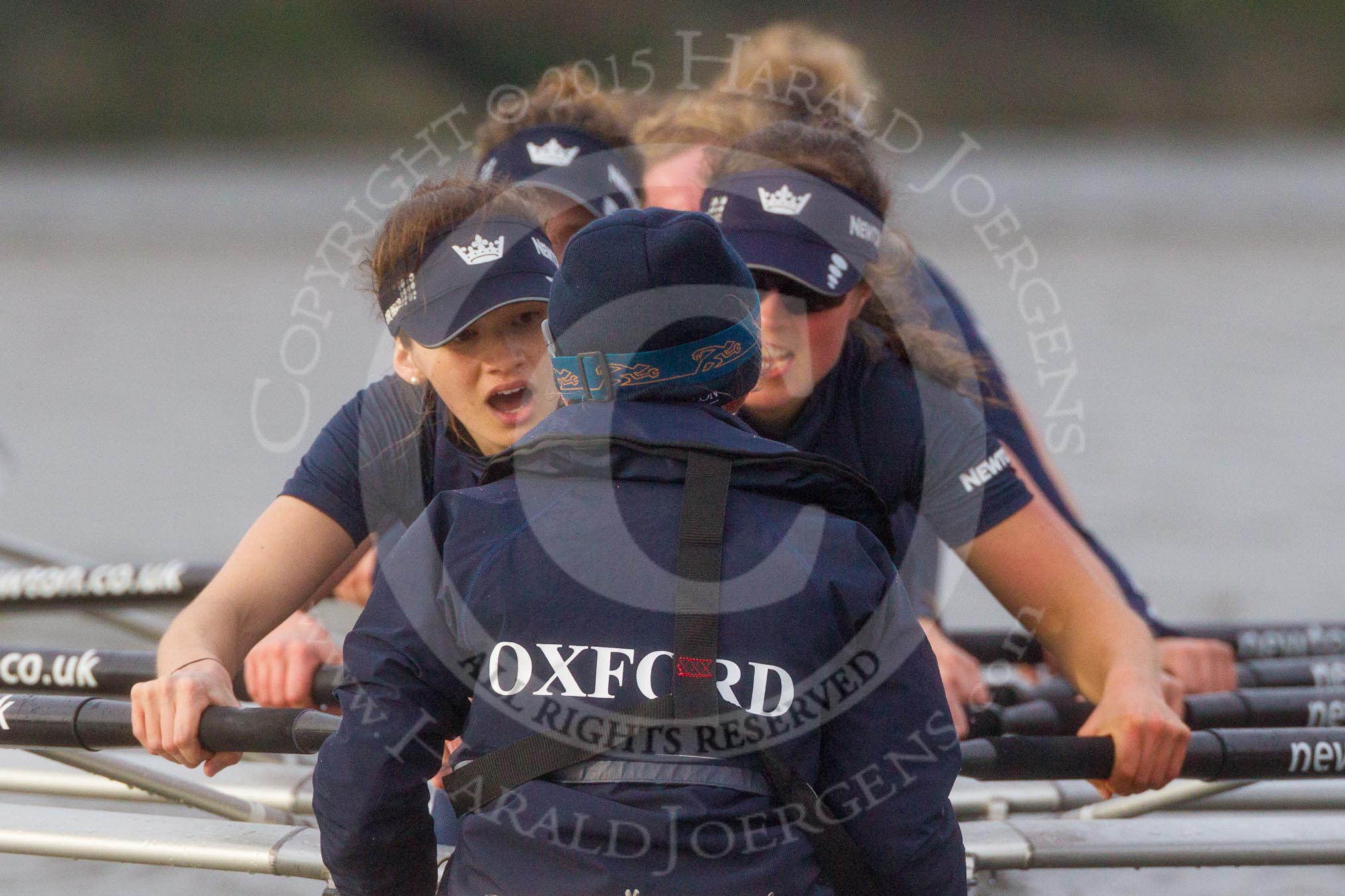 The Boat Race season 2016 - Women's Boat Race Trial Eights (OUWBC, Oxford): "Scylla", cox-Antonia Stutter, stroke-Emma Lukasiewicz, 7-Lauren Kedar, 6-Joanne Jansen, 5-Anastasia Chitty, 4-Rebecca Te Water Naude, 3-Elettra Ardissino, 2-Merel Lefferts, bow-Issy Dodds.
River Thames between Putney Bridge and Mortlake,
London SW15,

United Kingdom,
on 10 December 2015 at 12:37, image #336