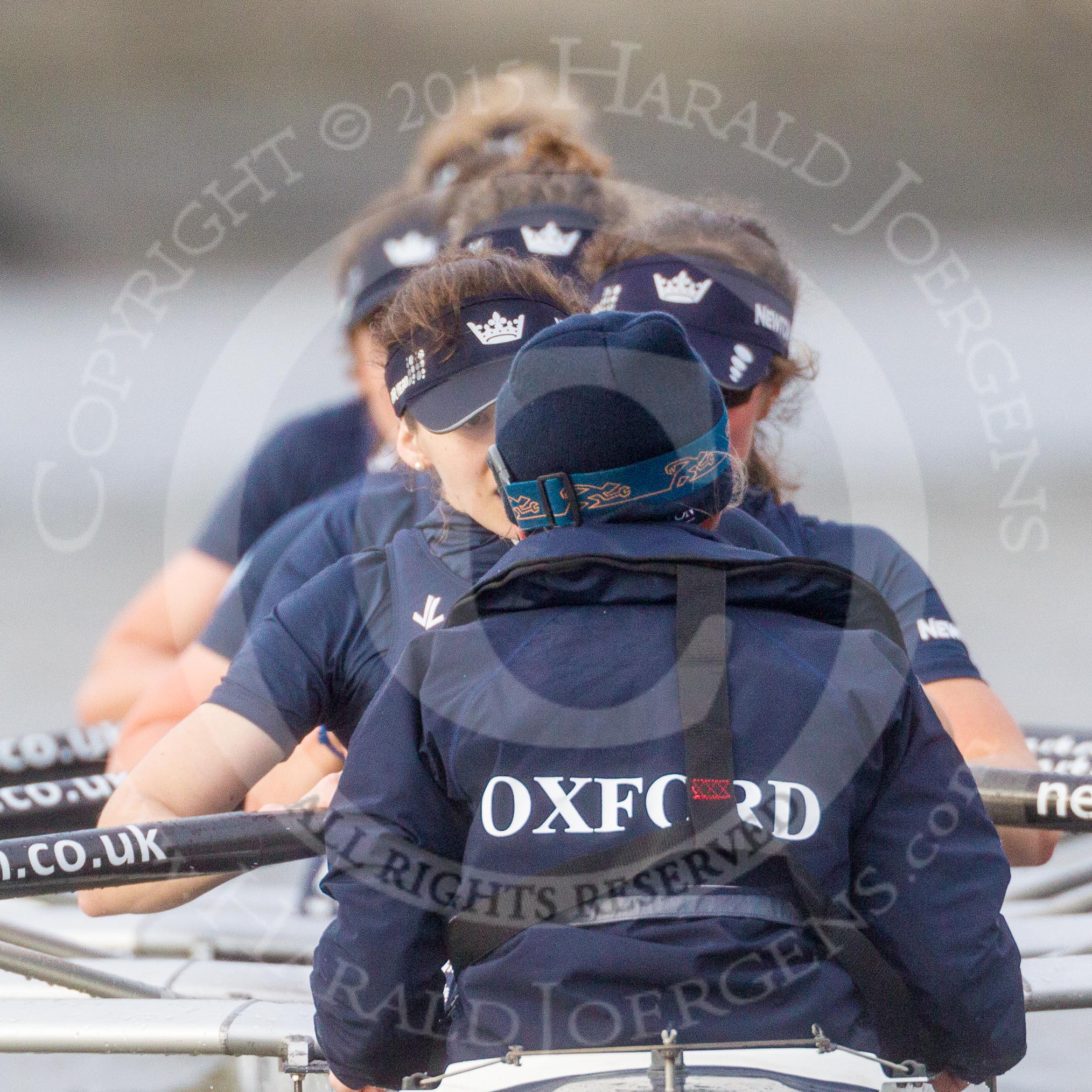 The Boat Race season 2016 - Women's Boat Race Trial Eights (OUWBC, Oxford): "Scylla", cox-Antonia Stutter, stroke-Emma Lukasiewicz, 7-Lauren Kedar, 6-Joanne Jansen, 5-Anastasia Chitty, 4-Rebecca Te Water Naude, 3-Elettra Ardissino, 2-Merel Lefferts, bow-Issy Dodds.
River Thames between Putney Bridge and Mortlake,
London SW15,

United Kingdom,
on 10 December 2015 at 12:37, image #343