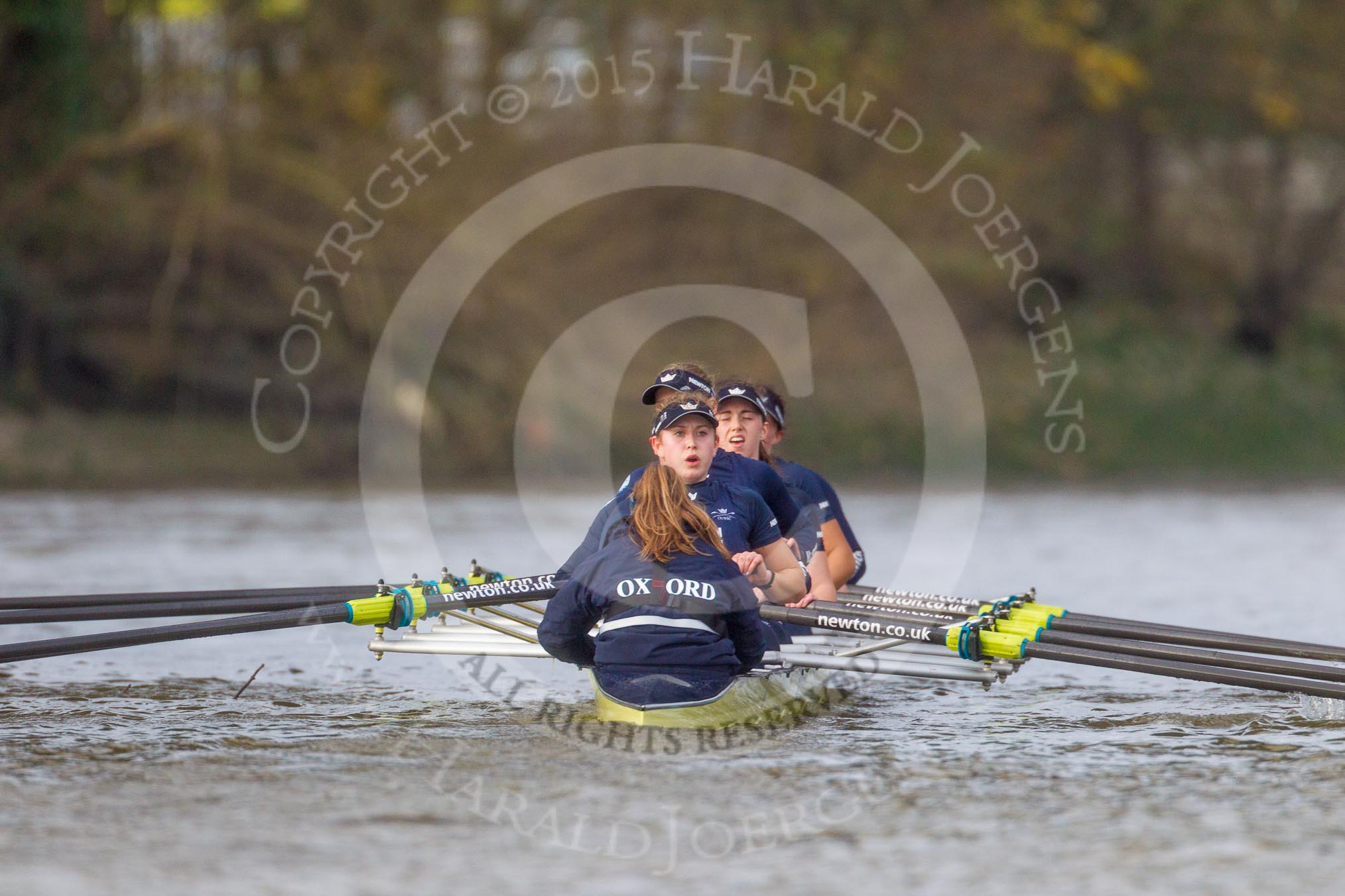 The Boat Race season 2016 - Women's Boat Race Trial Eights (OUWBC, Oxford): "Scylla", cox-Antonia Stutter, stroke-Emma Lukasiewicz, 7-Lauren Kedar, 6-Joanne Jansen, 5-Anastasia Chitty, 4-Rebecca Te Water Naude, 3-Elettra Ardissino, 2-Merel Lefferts, bow-Issy Dodds.
River Thames between Putney Bridge and Mortlake,
London SW15,

United Kingdom,
on 10 December 2015 at 12:38, image #347