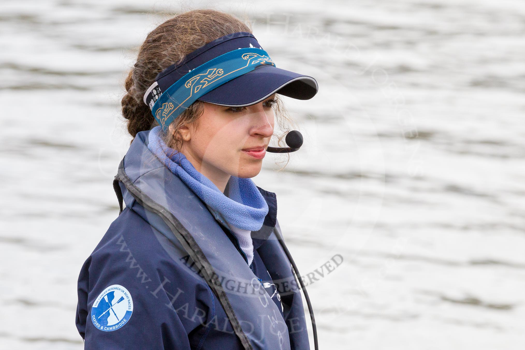 The Cancer Research UK Boat Race season 2017 - Women's Boat Race Fixture OUWBC vs Molesey BC: OUWBC cox Eleanor Shearer.
River Thames between Putney Bridge and Mortlake,
London SW15,

United Kingdom,
on 19 March 2017 at 15:19, image #8