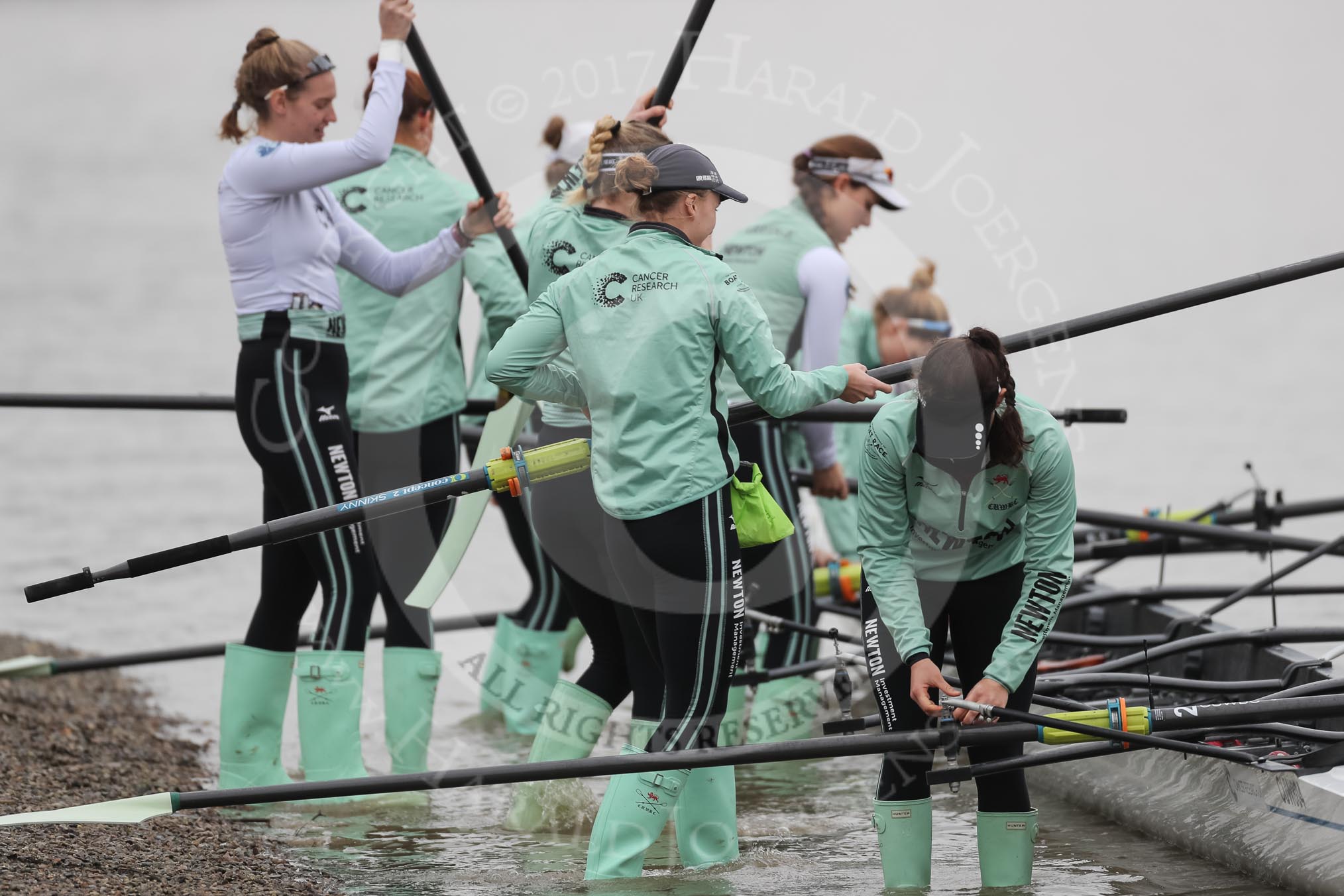 The Boat Race season 2018 - Women's Boat Race Trial Eights (CUWBC, Cambridge): The crew of Expecto Patronum at the Putney boathouses.
River Thames between Putney Bridge and Mortlake,
London SW15,

United Kingdom,
on 05 December 2017 at 12:00, image #1