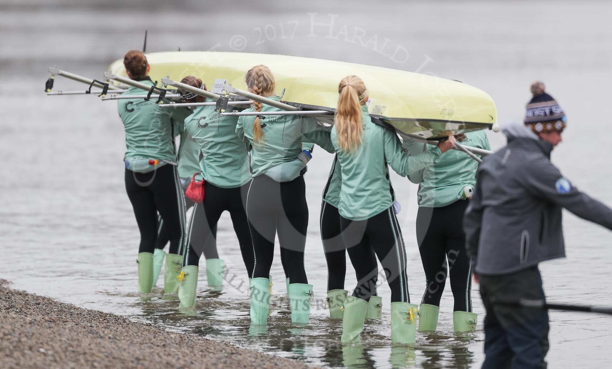 The Boat Race season 2018 - Women's Boat Race Trial Eights (CUWBC, Cambridge): The crew of Wingardium Leviosa at the Putney boathouses.
River Thames between Putney Bridge and Mortlake,
London SW15,

United Kingdom,
on 05 December 2017 at 12:00, image #2