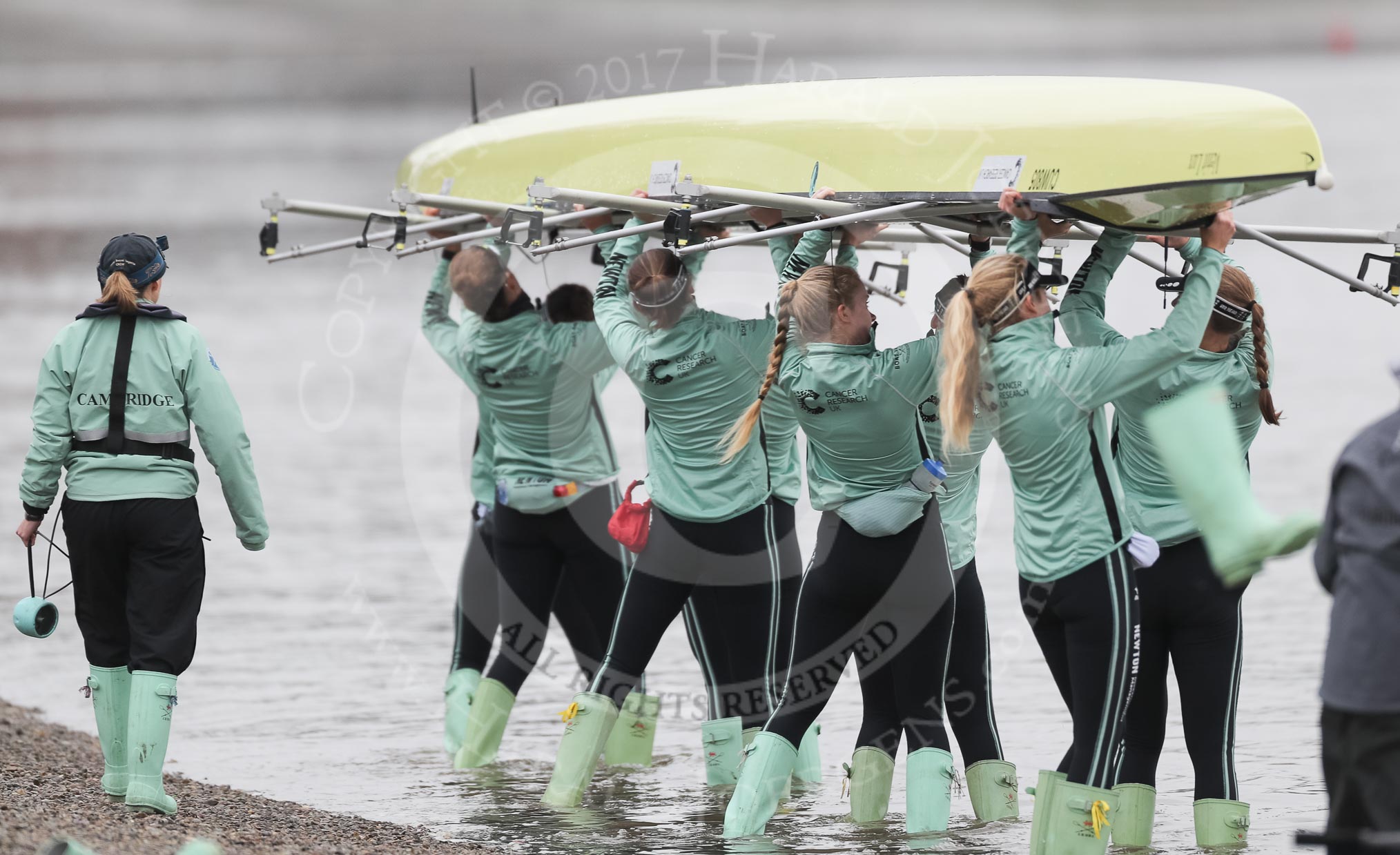 The Boat Race season 2018 - Women's Boat Race Trial Eights (CUWBC, Cambridge): The crew of Wingardium Leviosa at the Putney boathouses.
River Thames between Putney Bridge and Mortlake,
London SW15,

United Kingdom,
on 05 December 2017 at 12:00, image #3