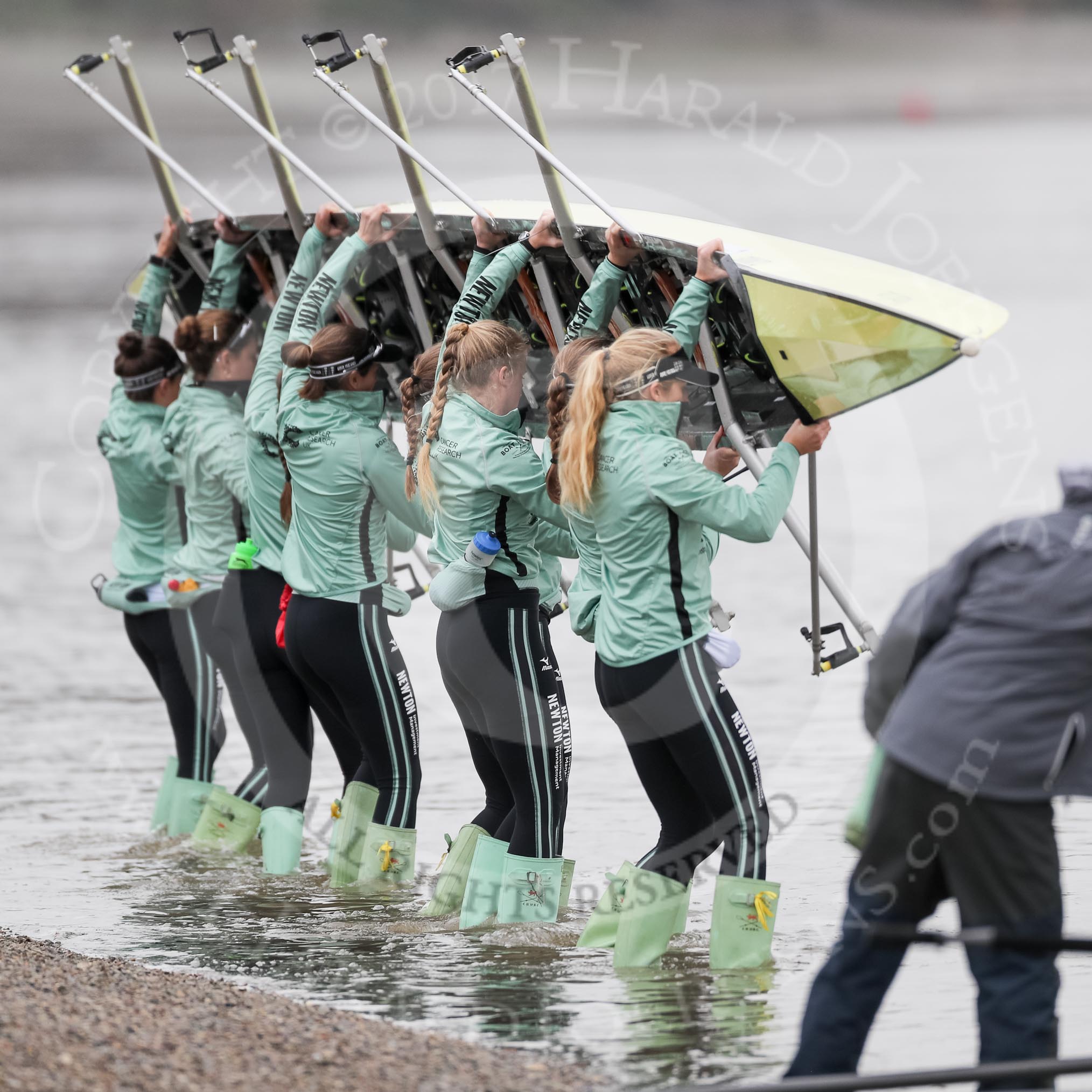 The Boat Race season 2018 - Women's Boat Race Trial Eights (CUWBC, Cambridge): The crew of Wingardium Leviosa at the Putney boathouses.
River Thames between Putney Bridge and Mortlake,
London SW15,

United Kingdom,
on 05 December 2017 at 12:00, image #4