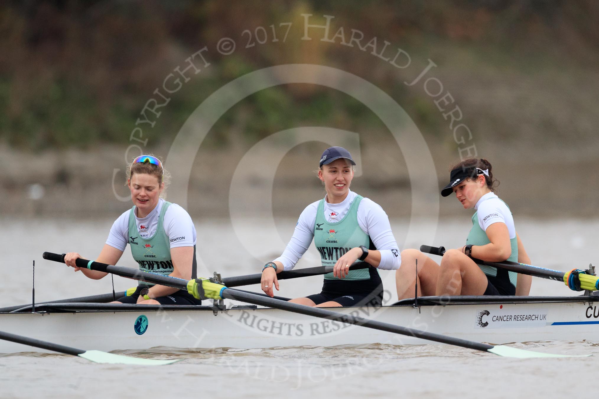 The Boat Race season 2018 - Women's Boat Race Trial Eights (CUWBC, Cambridge): Expecto Patronum: 3-Sally O Brien, 2-Millie Perrin, bow-Eve Caroe.
River Thames between Putney Bridge and Mortlake,
London SW15,

United Kingdom,
on 05 December 2017 at 12:37, image #34