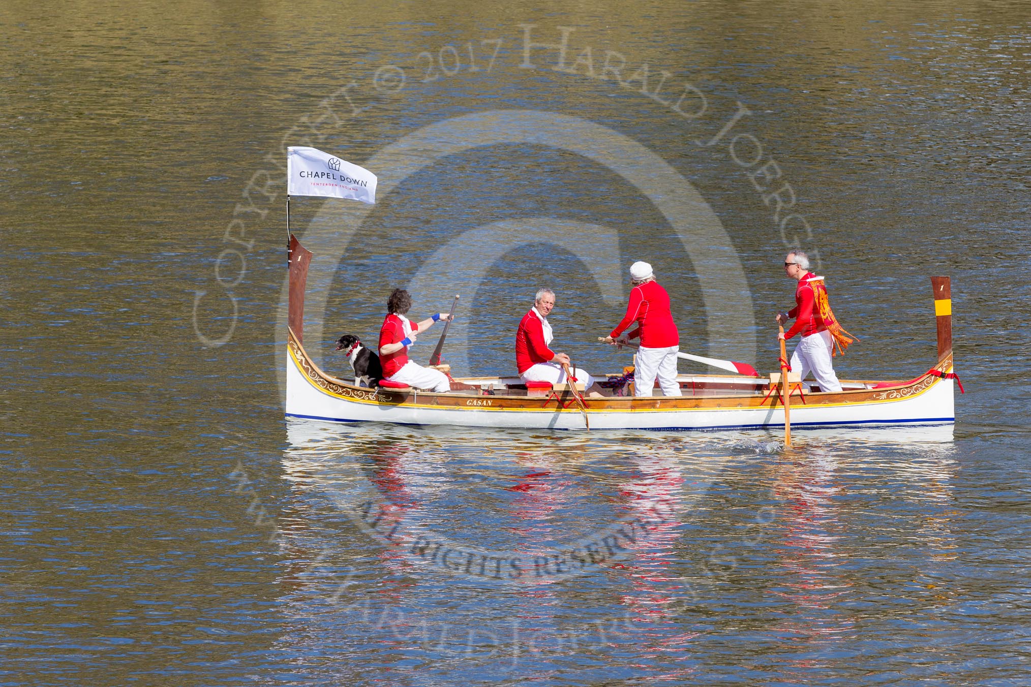 The Boat Race season 2017 -  The Cancer Research Women's Boat Race: Historic boats on the Thames to keep the crowds entertained.
River Thames between Putney Bridge and Mortlake,
London SW15,

United Kingdom,
on 02 April 2017 at 13:59, image #10