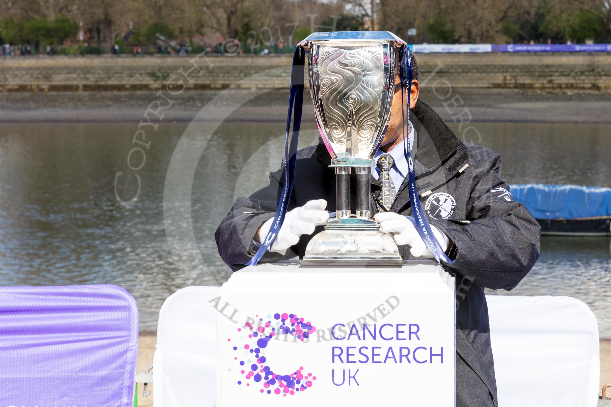 The Boat Race season 2017 -  The Cancer Research Women's Boat Race: The Boat Race trophy.
River Thames between Putney Bridge and Mortlake,
London SW15,

United Kingdom,
on 02 April 2017 at 14:28, image #15