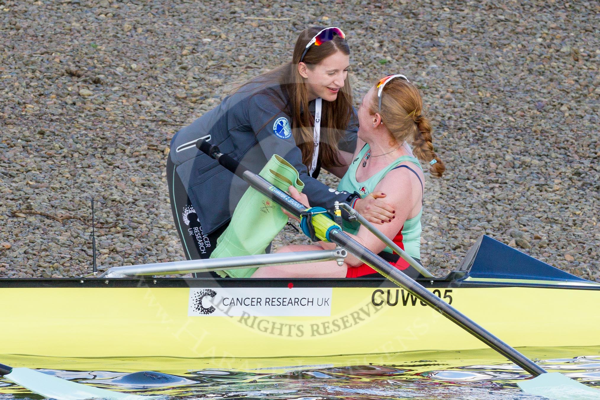 The Boat Race season 2017 -  The Cancer Research Women's Boat Race: CUWBC's boa Ashton Brown.
River Thames between Putney Bridge and Mortlake,
London SW15,

United Kingdom,
on 02 April 2017 at 16:58, image #196