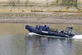 The Boat Race season 2017 -  The Cancer Research Women's Boat Race: A Metropolitan Police RIB patrolling the river at Putney on Boat Race day.
River Thames between Putney Bridge and Mortlake,
London SW15,

United Kingdom,
on 02 April 2017 at 14:19, image #13